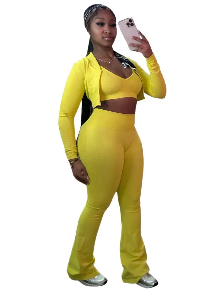 Chic Fashion 3-Piece Set Versatile Streetwear for Fitness and Casual Outings!