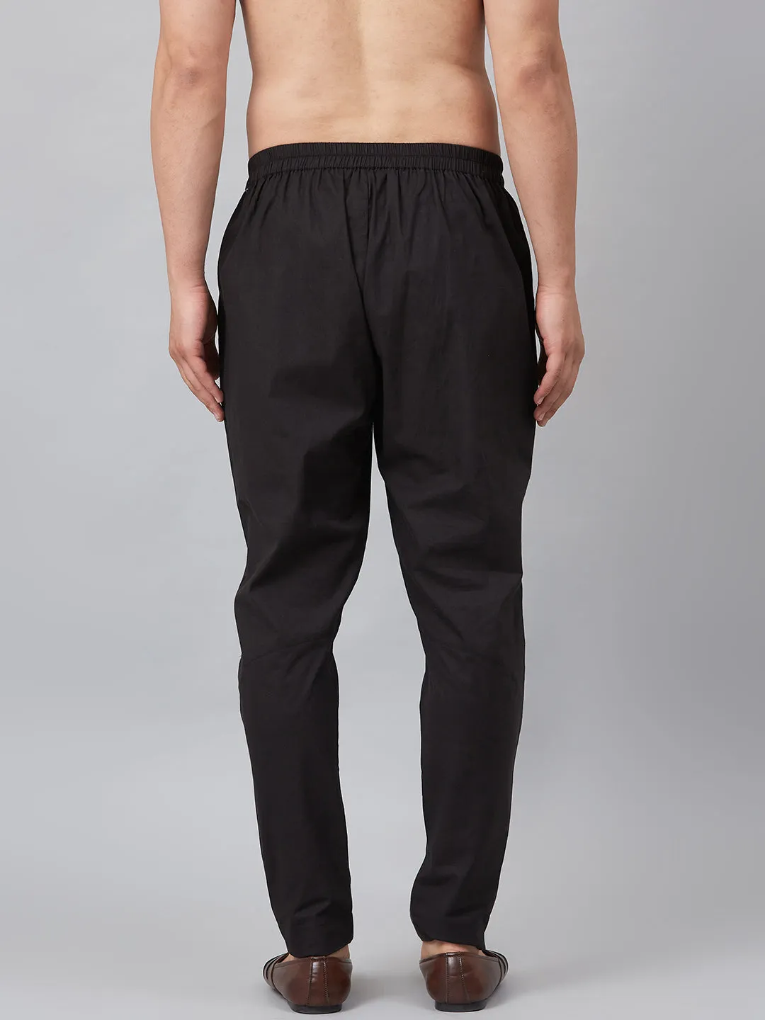 Combo Pack of 2: Black Solid Cotton Trouser Pants