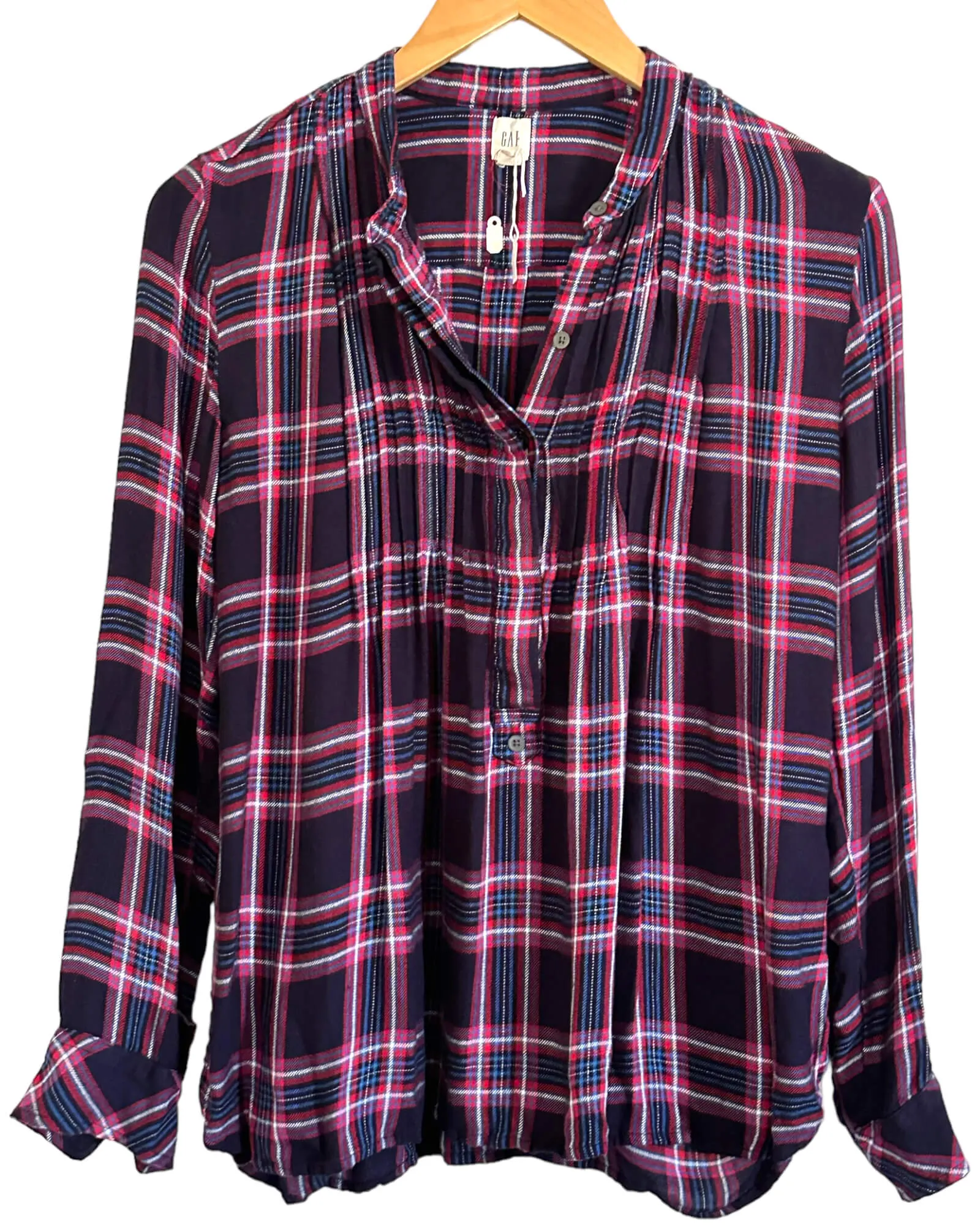 Cool Winter Plaid Pintuck Popover Shirt