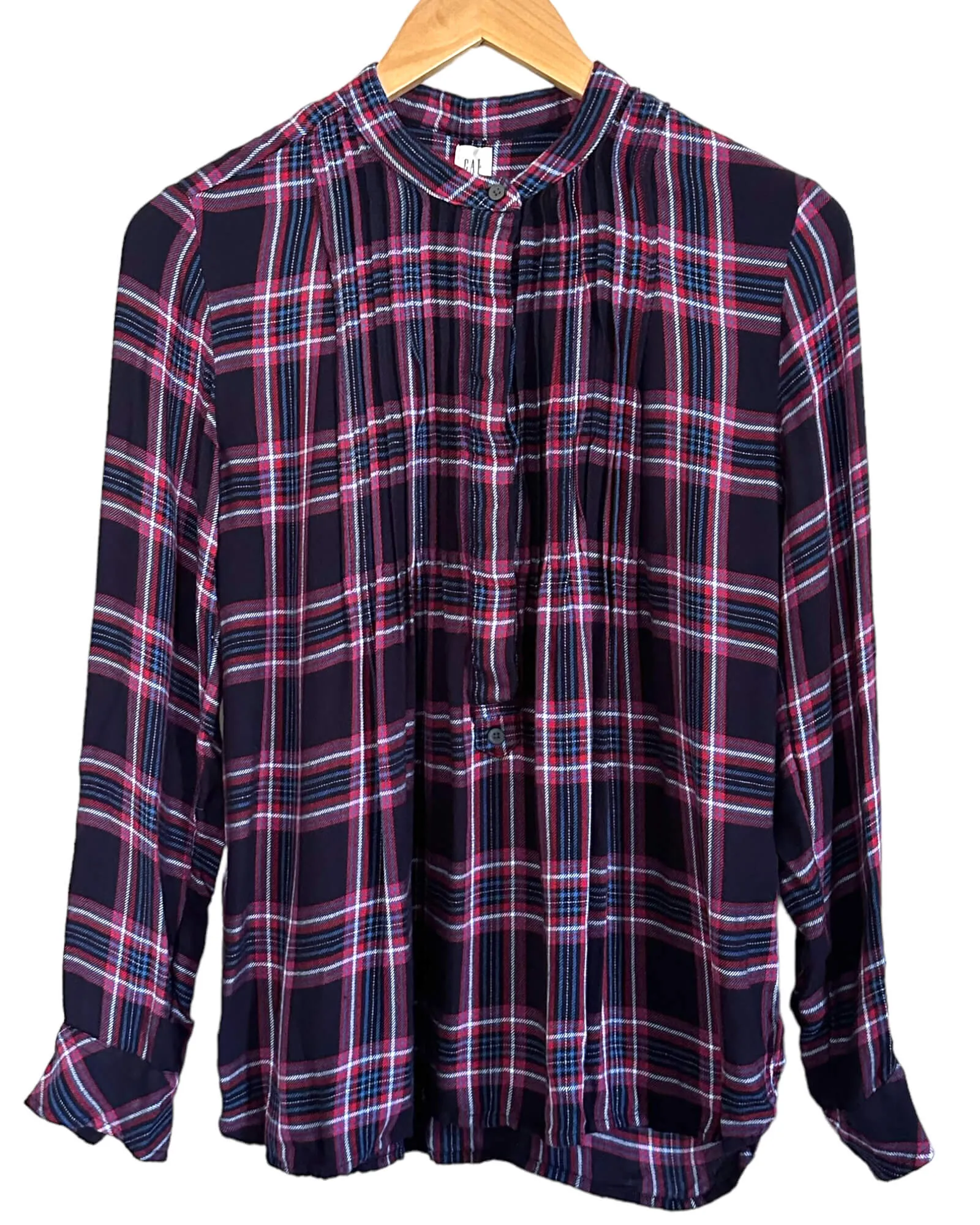 Cool Winter Plaid Pintuck Popover Shirt