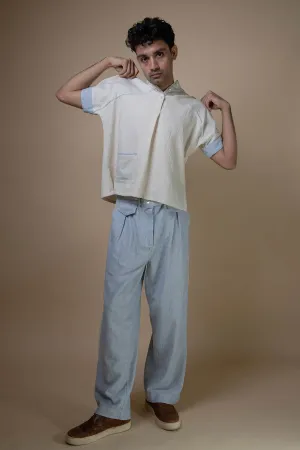Cotton Light Blue Pleated Pants