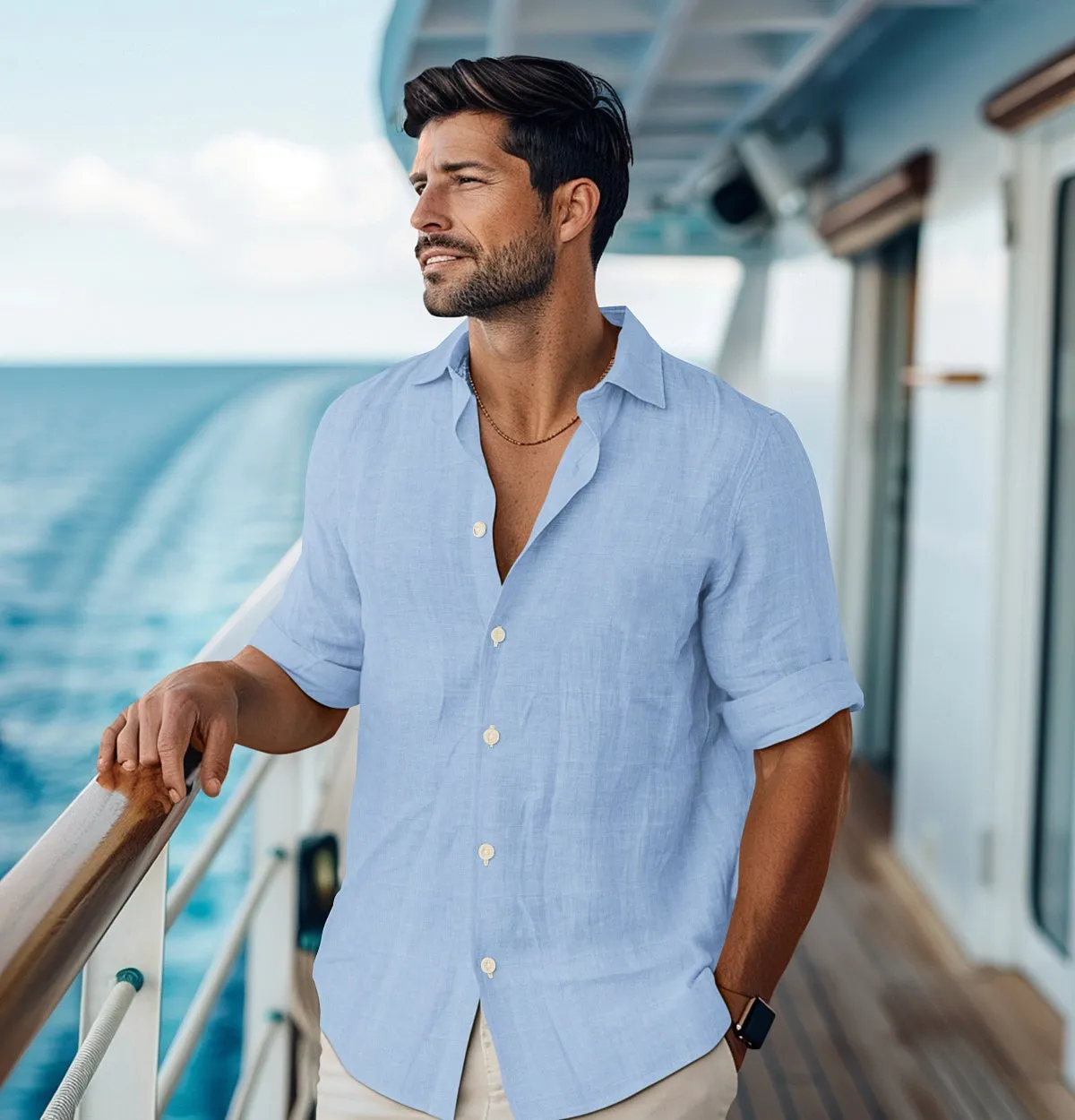 Cotton Linen - Long Sleeve - Sky Blue