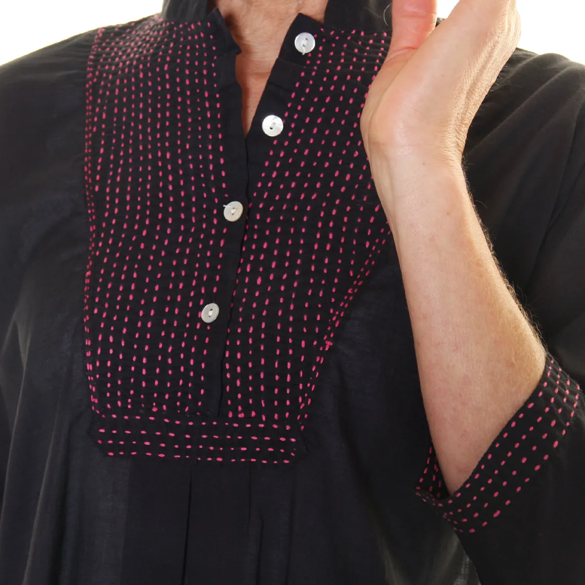 Cotton Shirt | Black & Pink | Size Small *SAMPLE*
