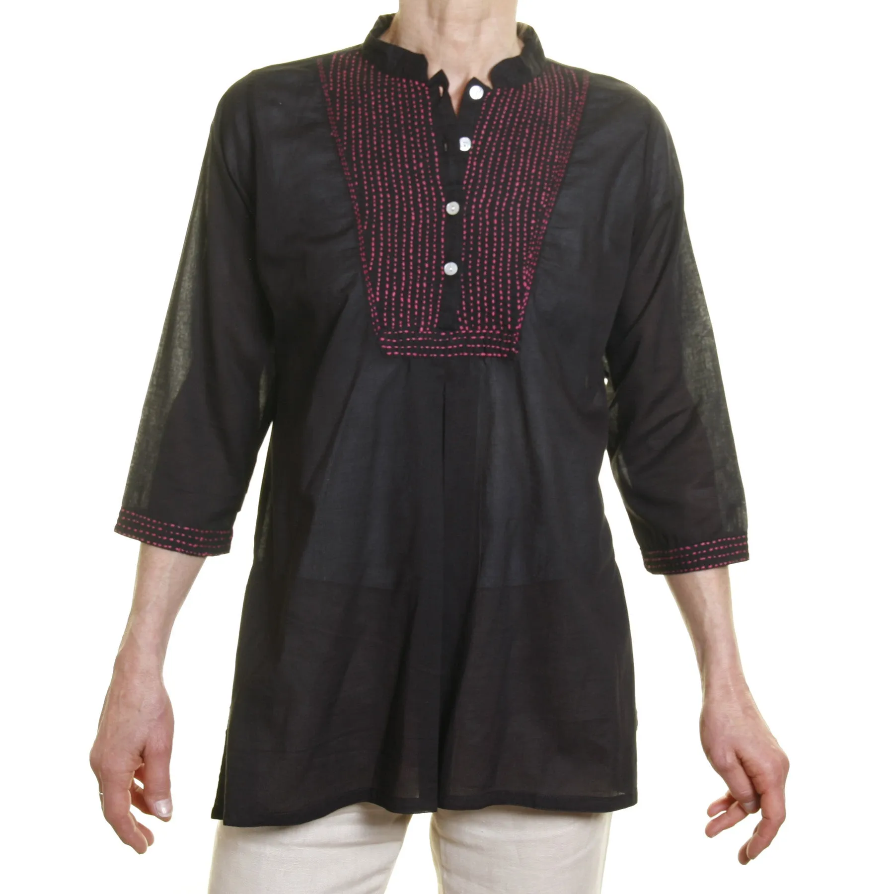 Cotton Shirt | Black & Pink | Size Small *SAMPLE*