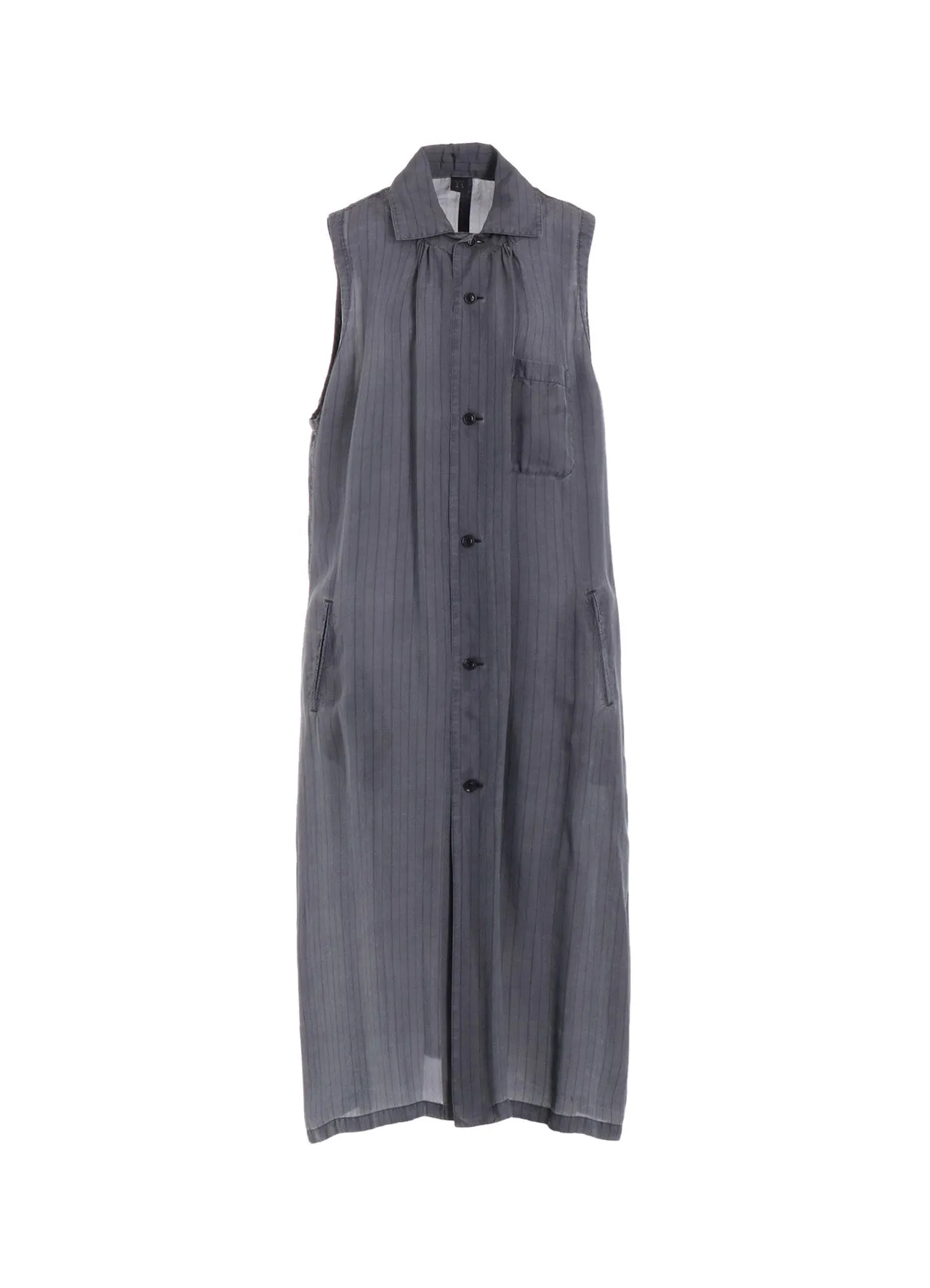 CUPRO STRIPE SLEEVELESS SHIRT DRESS