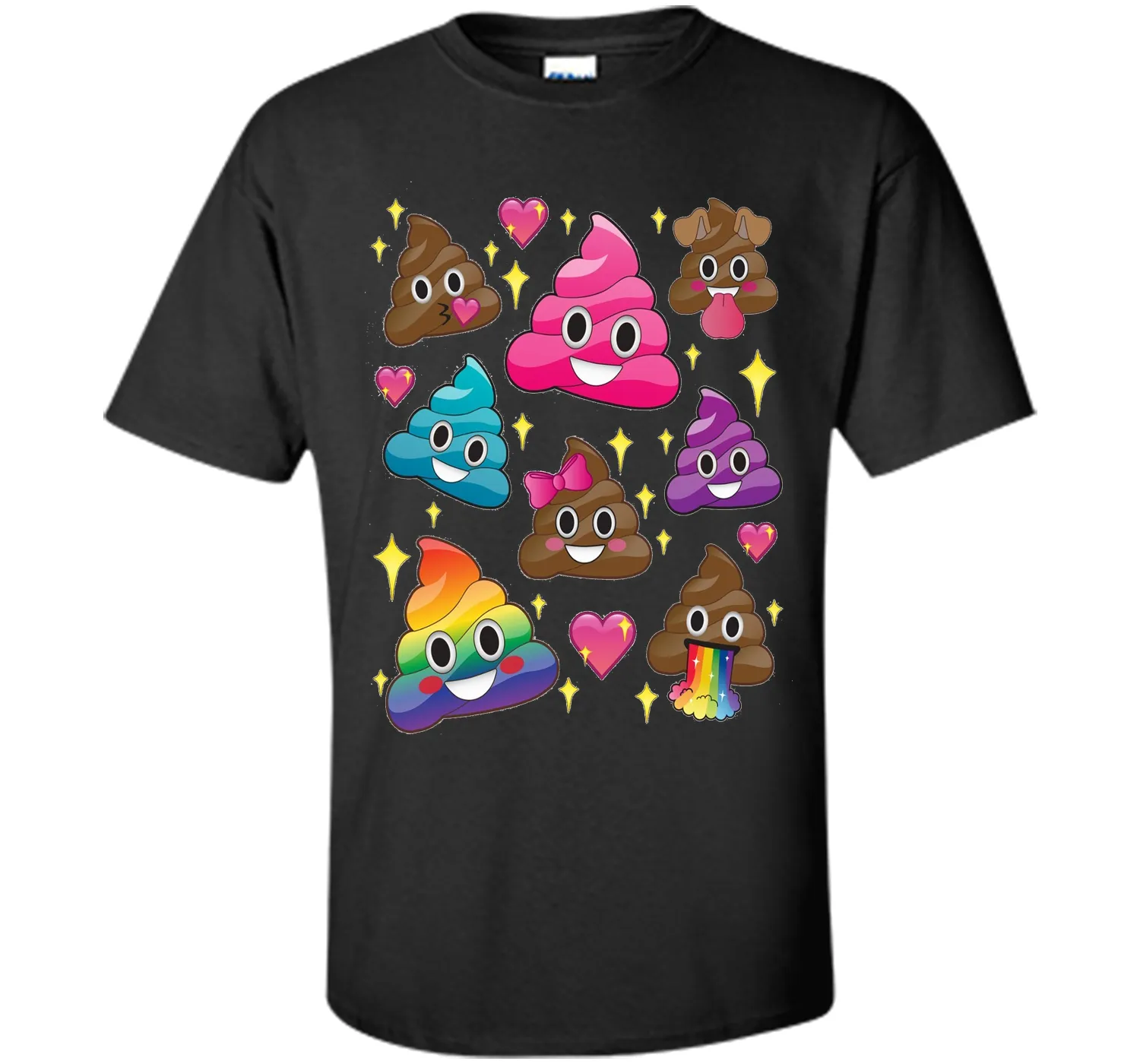 Cute Girl Rainbow Emoji Poop T-Shirt - BFF Gift or PJ Tee