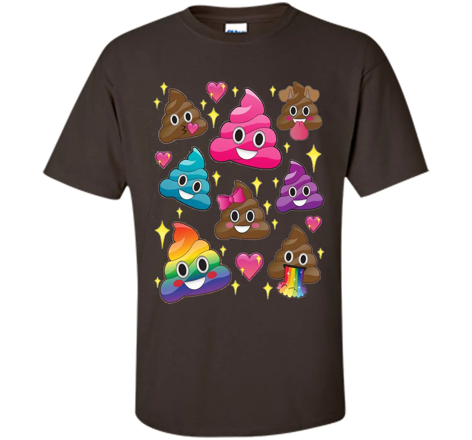Cute Girl Rainbow Emoji Poop T-Shirt - BFF Gift or PJ Tee
