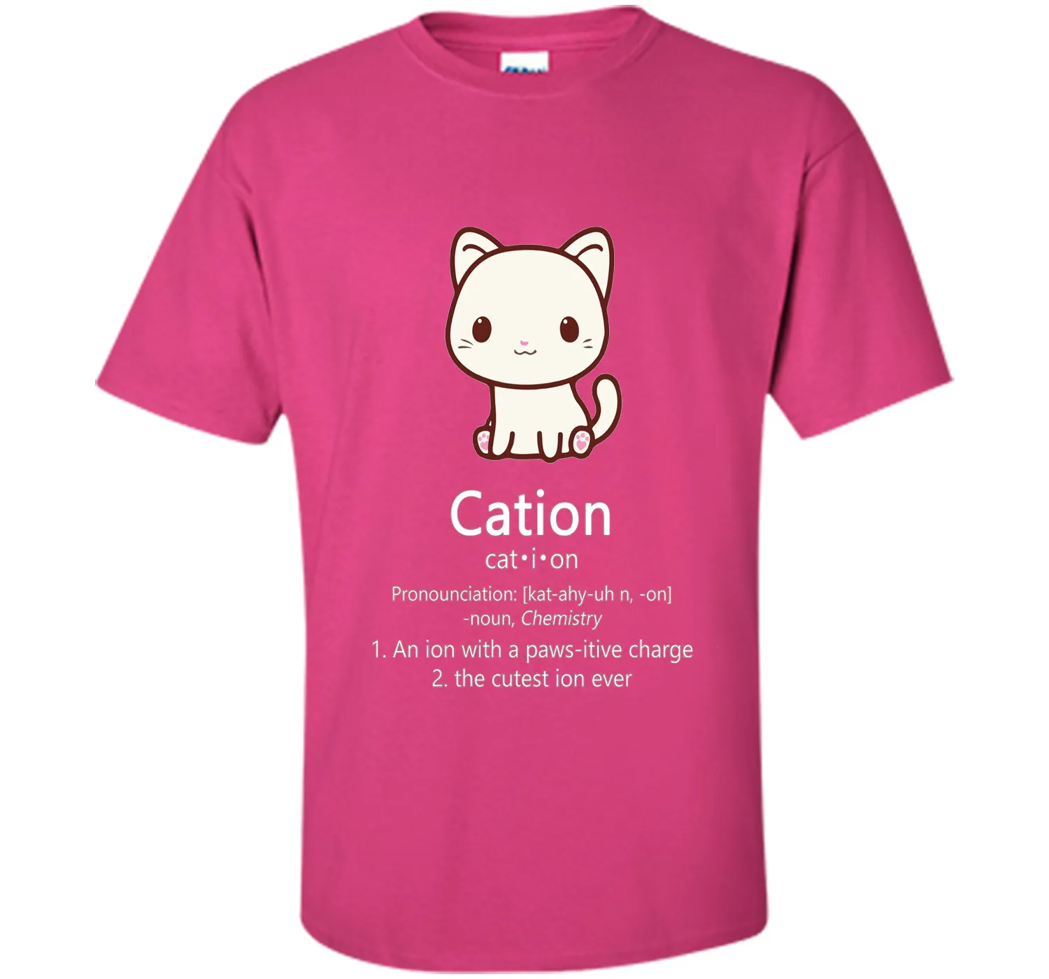 Cute Science Cat T-Shirt Kawaii Cation Chemistry Pawsitive