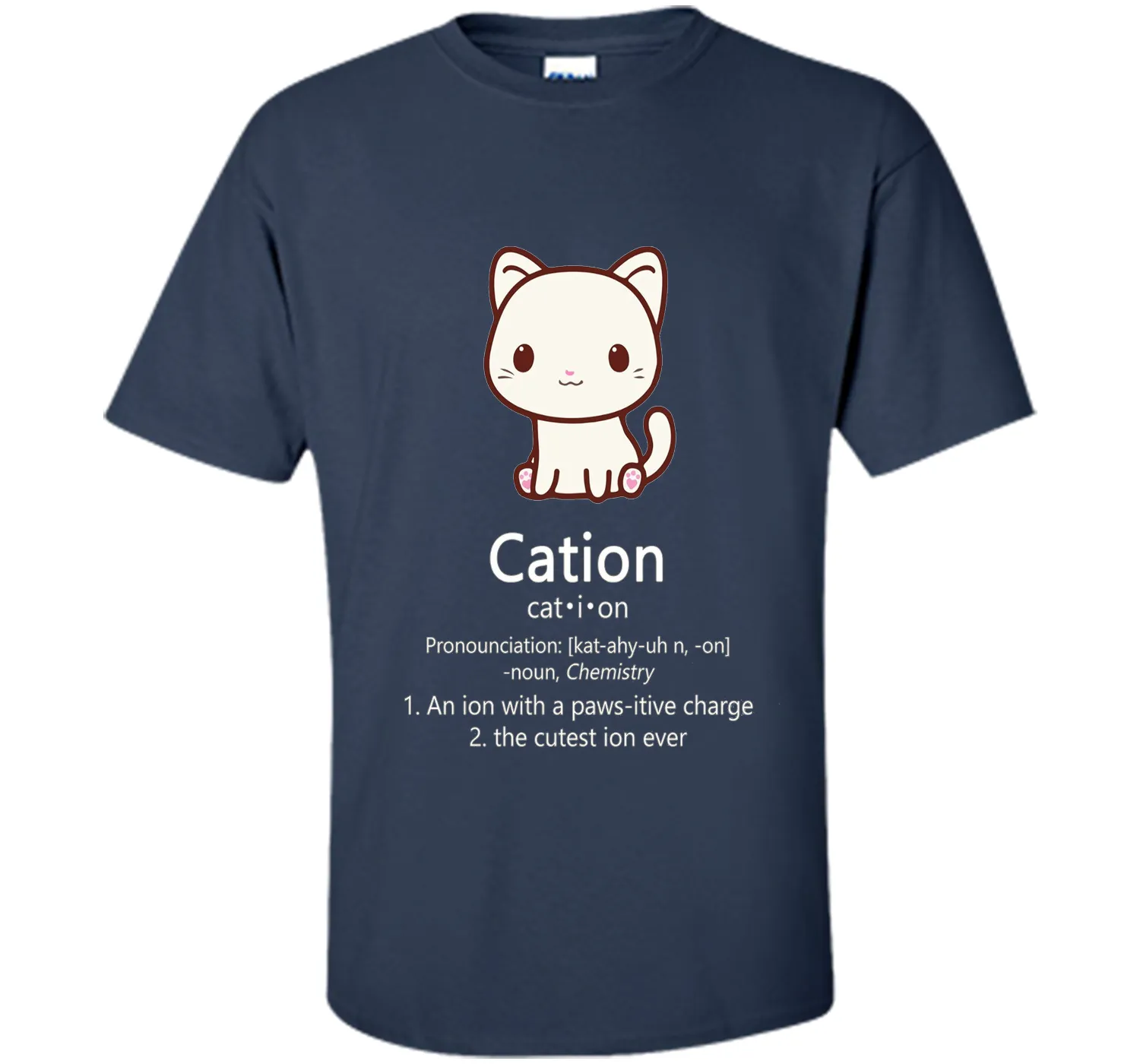 Cute Science Cat T-Shirt Kawaii Cation Chemistry Pawsitive