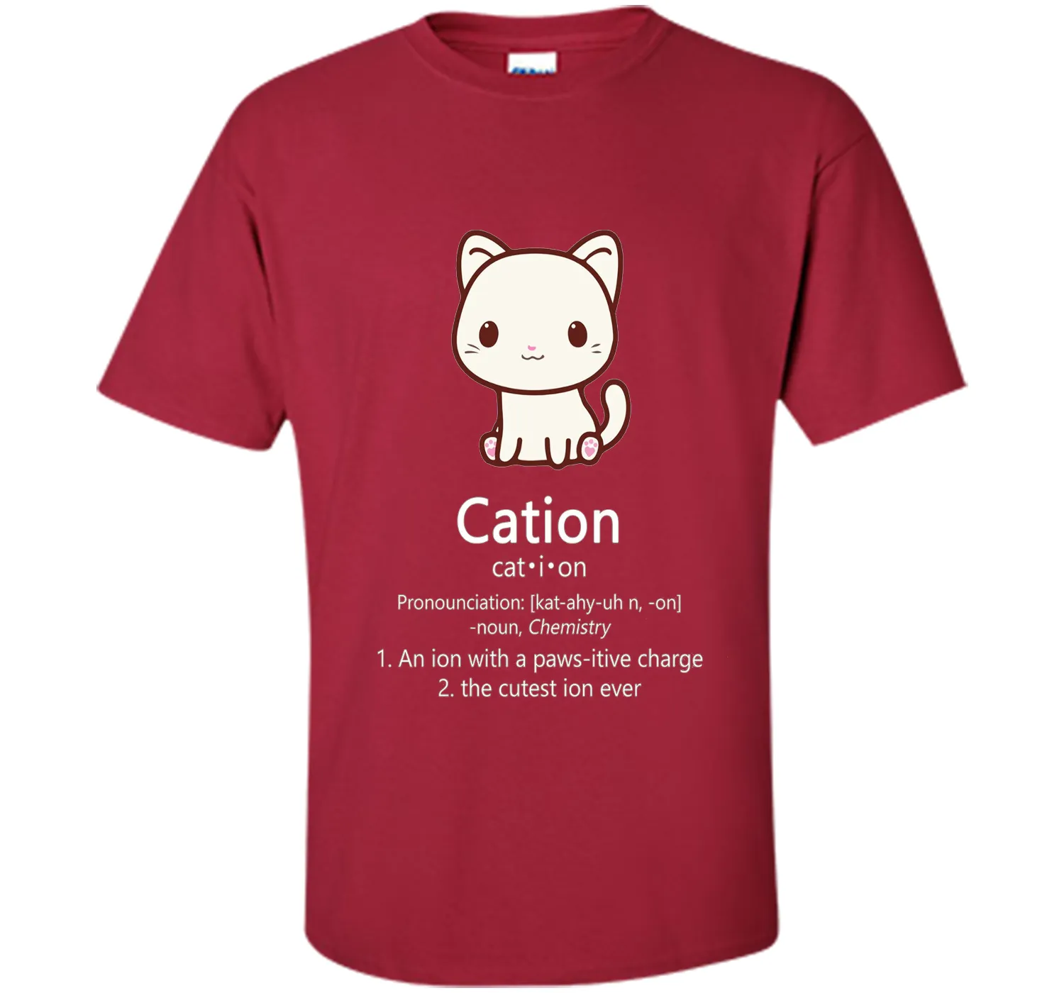 Cute Science Cat T-Shirt Kawaii Cation Chemistry Pawsitive