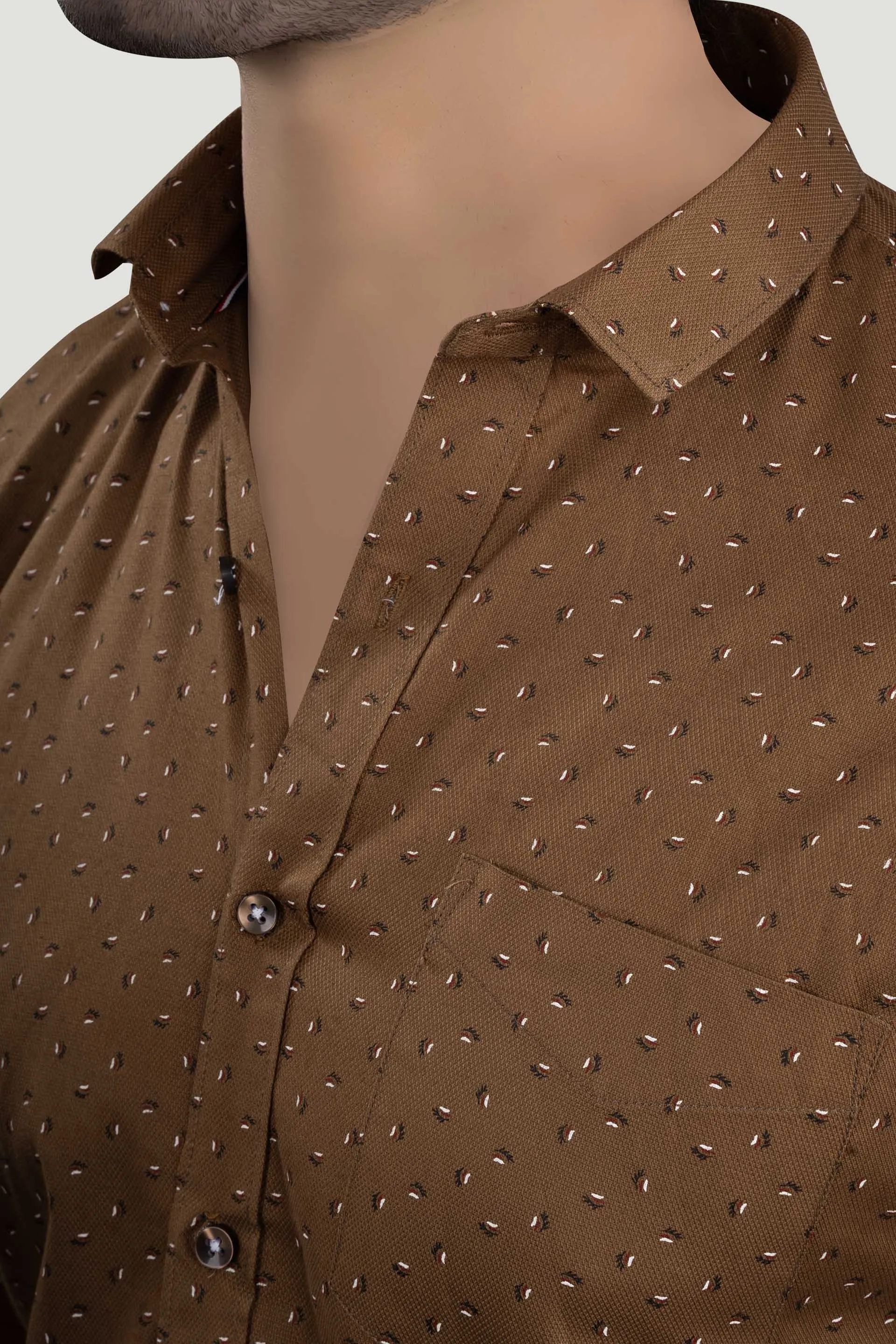 Dmitri Brown Cotton Printed Shirt
