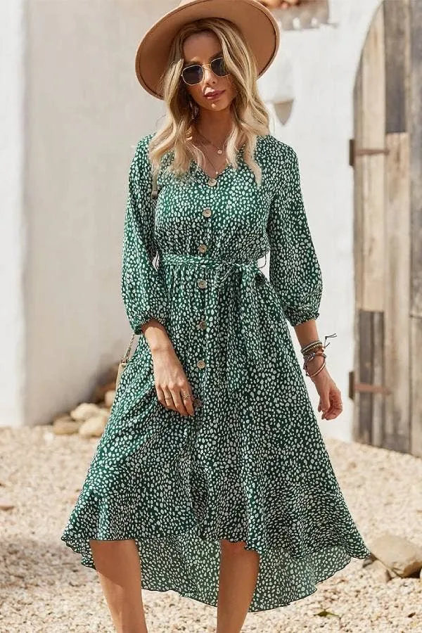 Emmy Green  Long Sleeve Button-Up Midi Dress