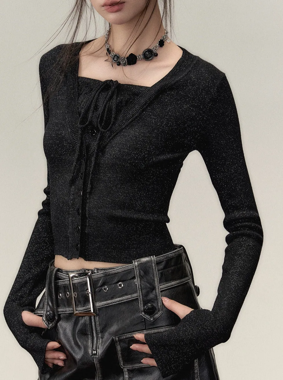 Fake Two -Piece Ramewest Slim Tops