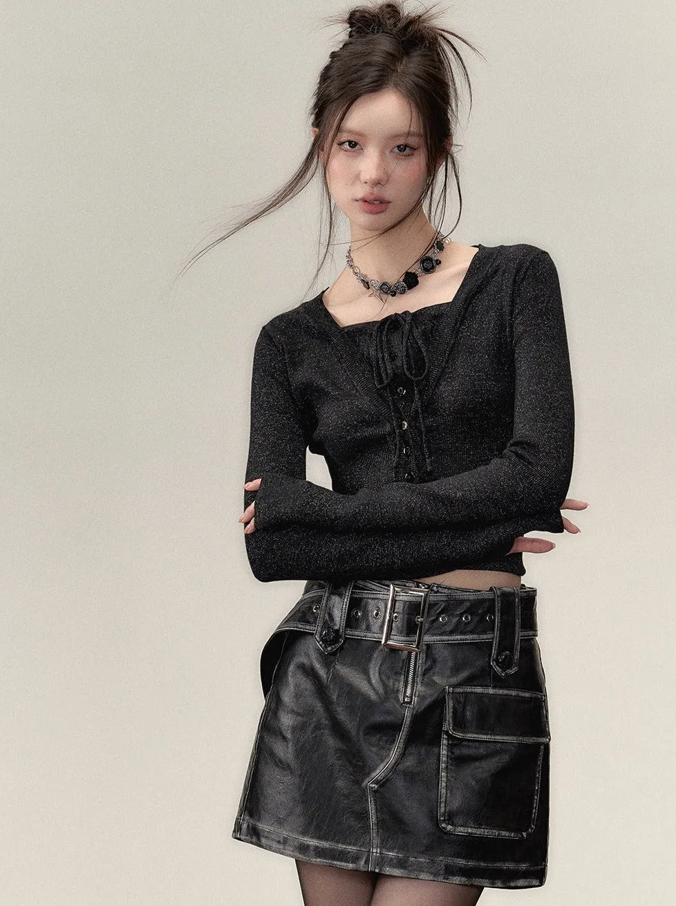 Fake Two -Piece Ramewest Slim Tops