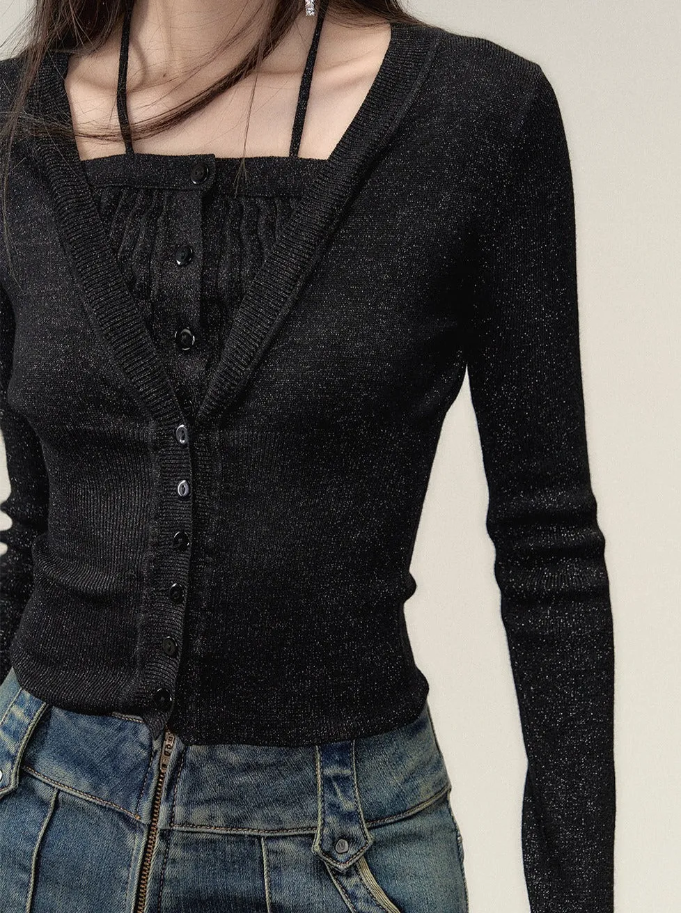 Fake Two -Piece Ramewest Slim Tops