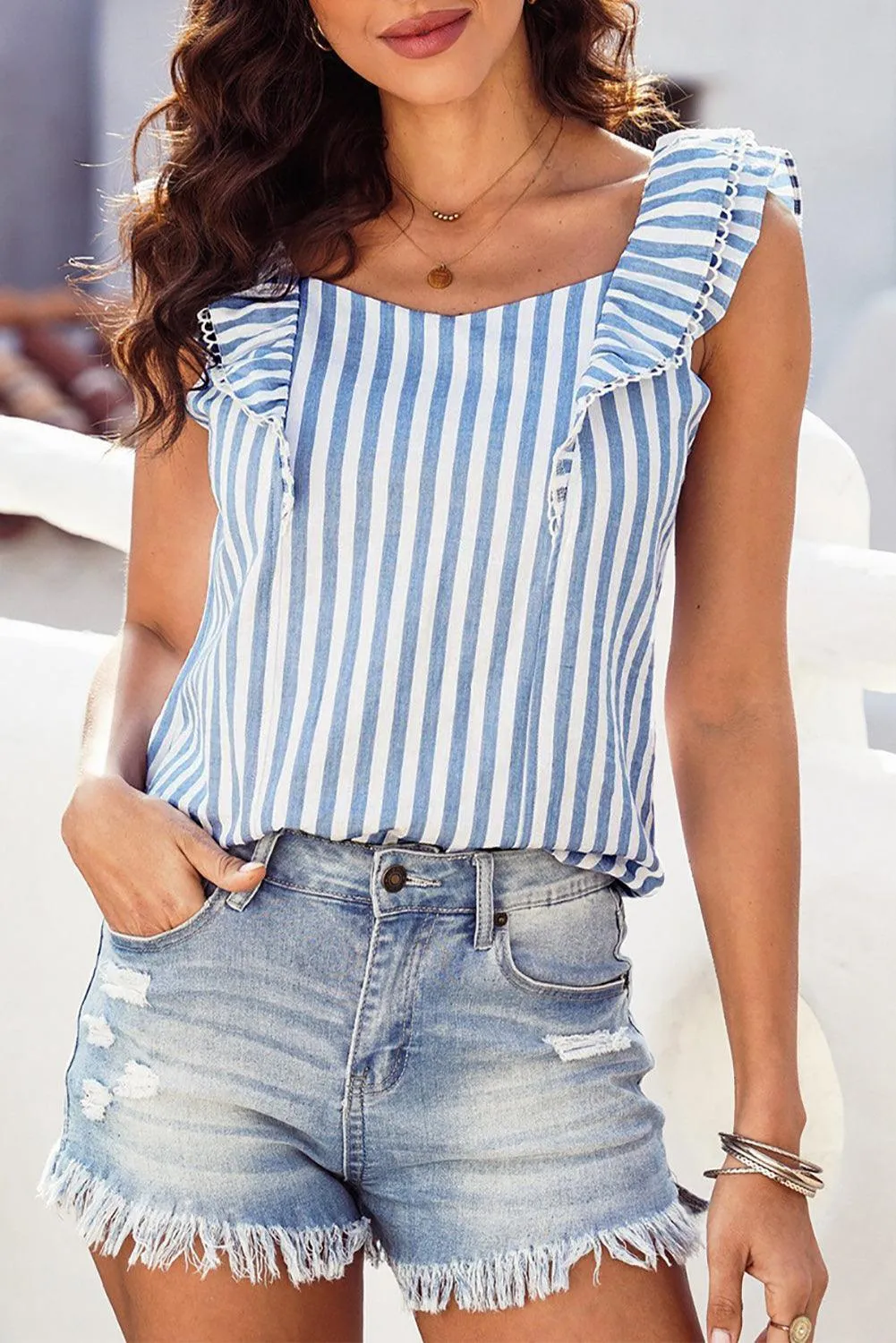 Fashion-Forward Babe Ruffled Open Back Tank Top