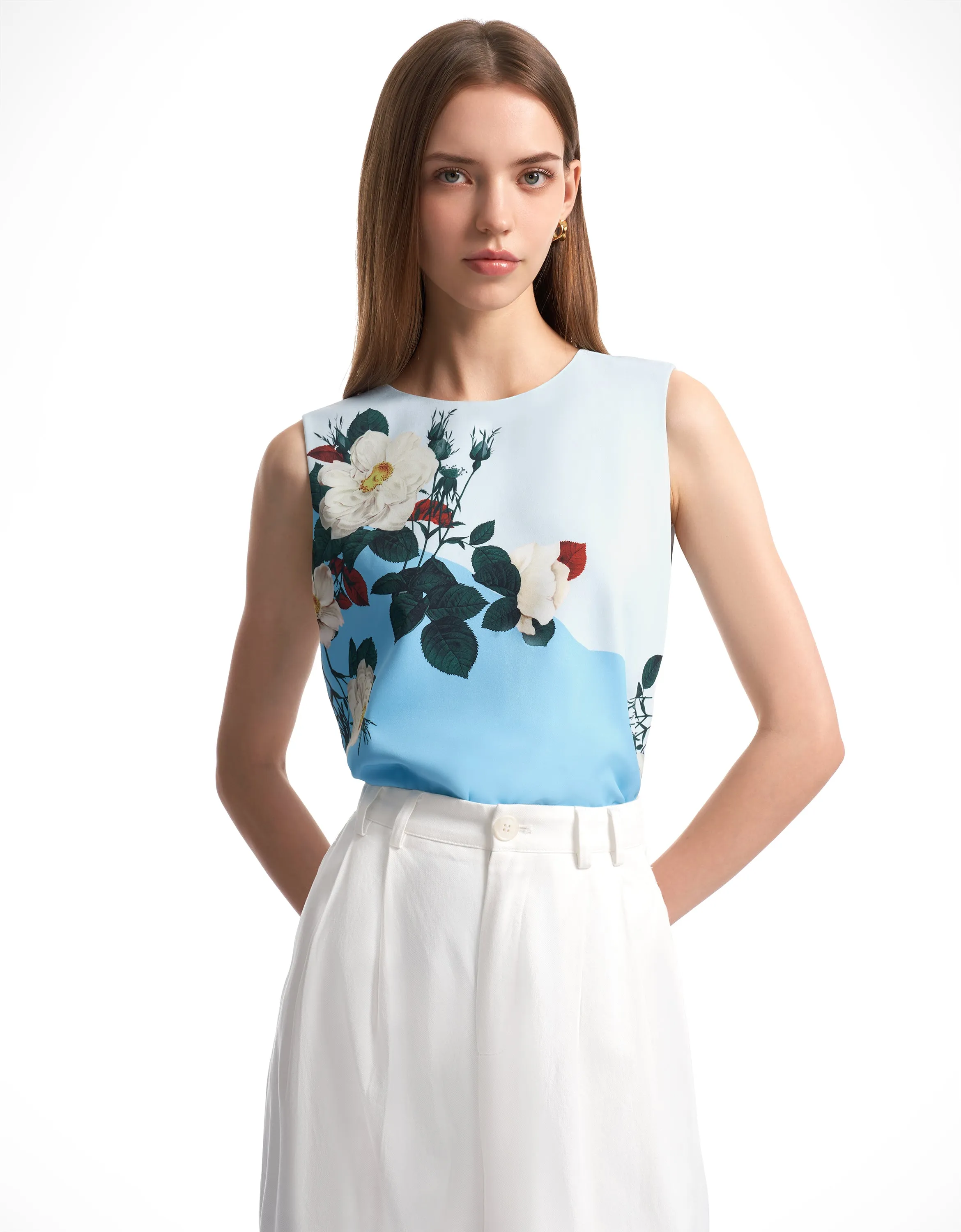 Floral Print Sleeveless Top