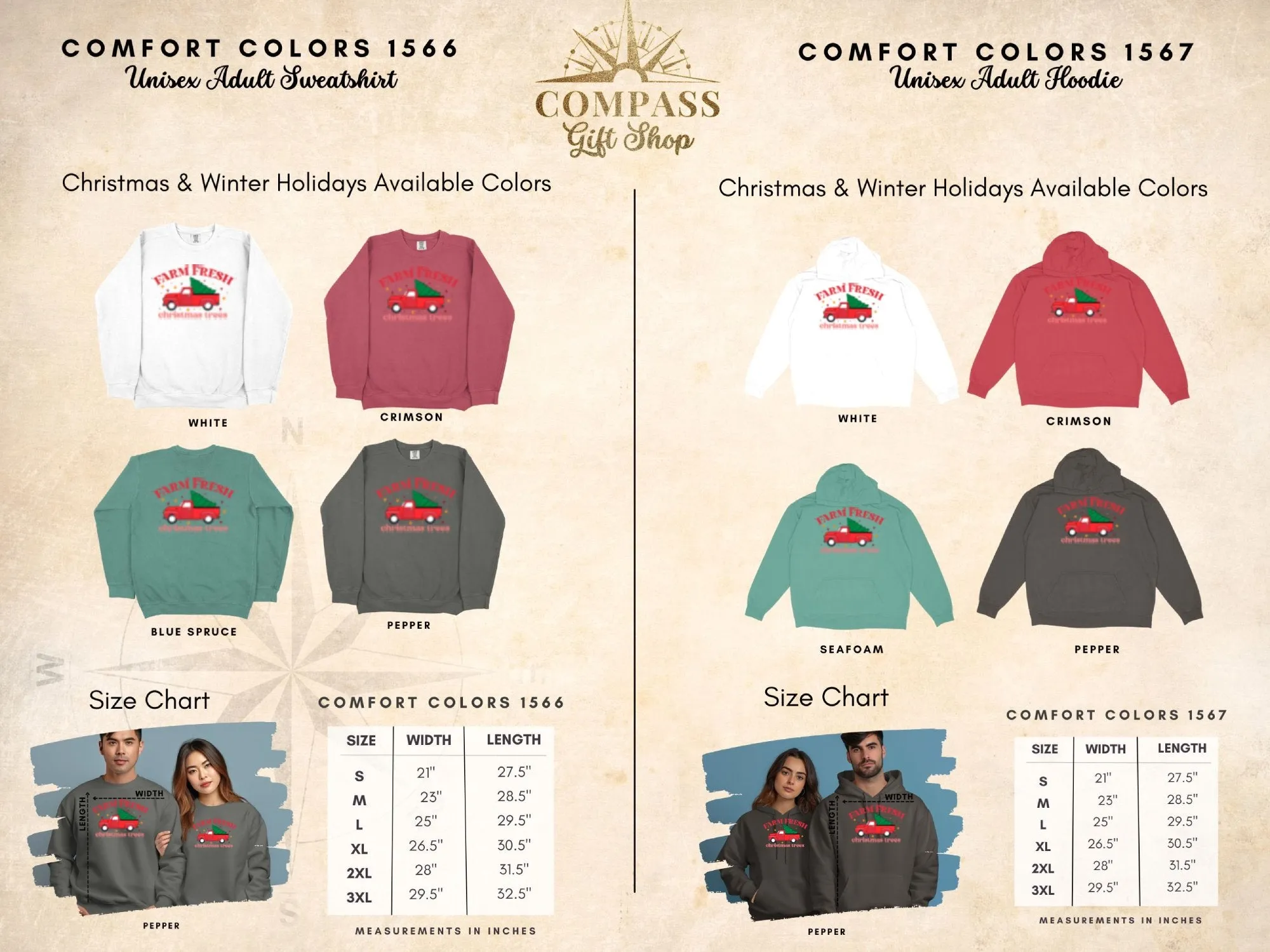 Fresh Farm Christmas Trees Comfort Colors® Shirt, Color Blast® Shirt, Sweatshirt & Hoodie, Perfect Gift for Christmas and Winter Holidays