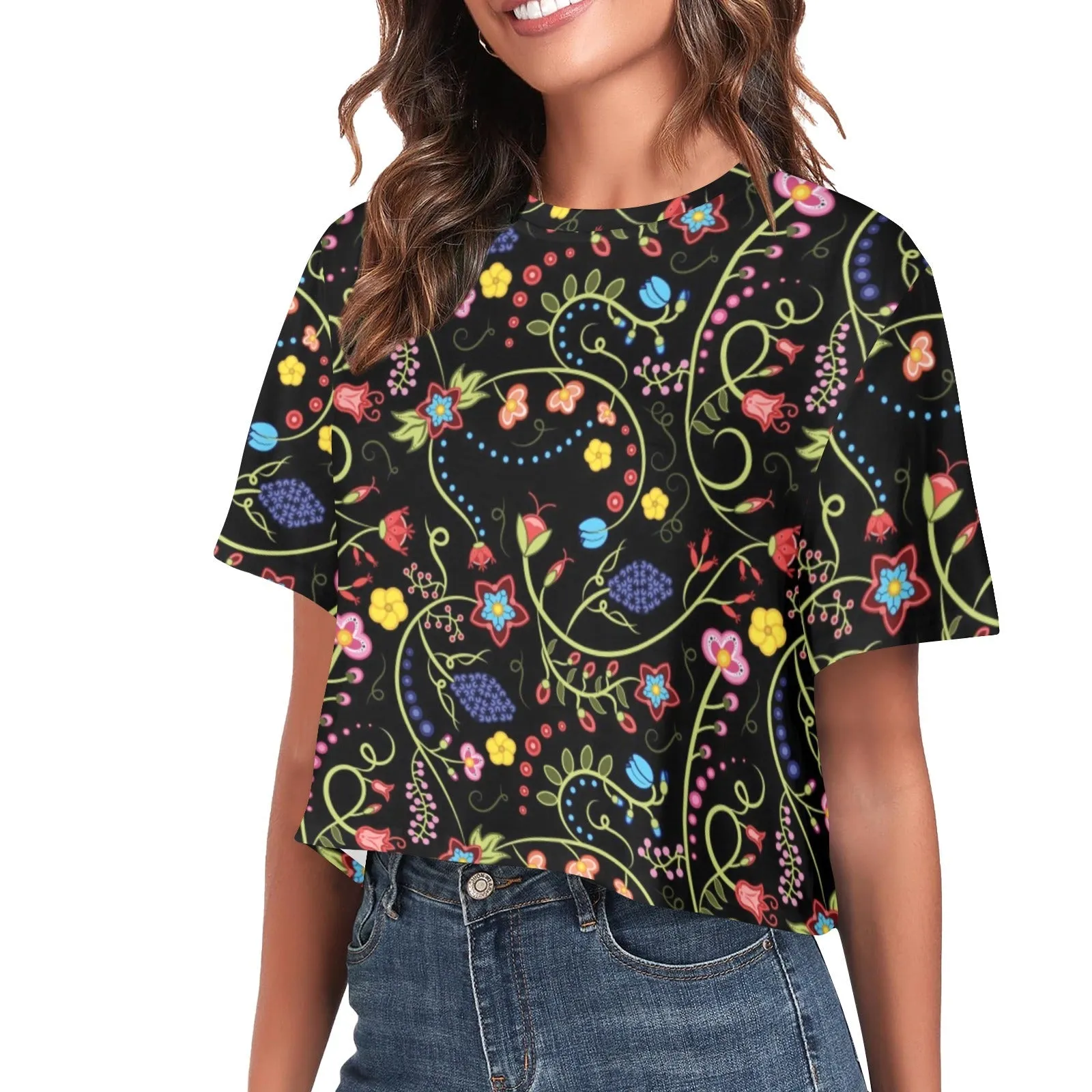 Fresh Fleur Midnight Crop Top