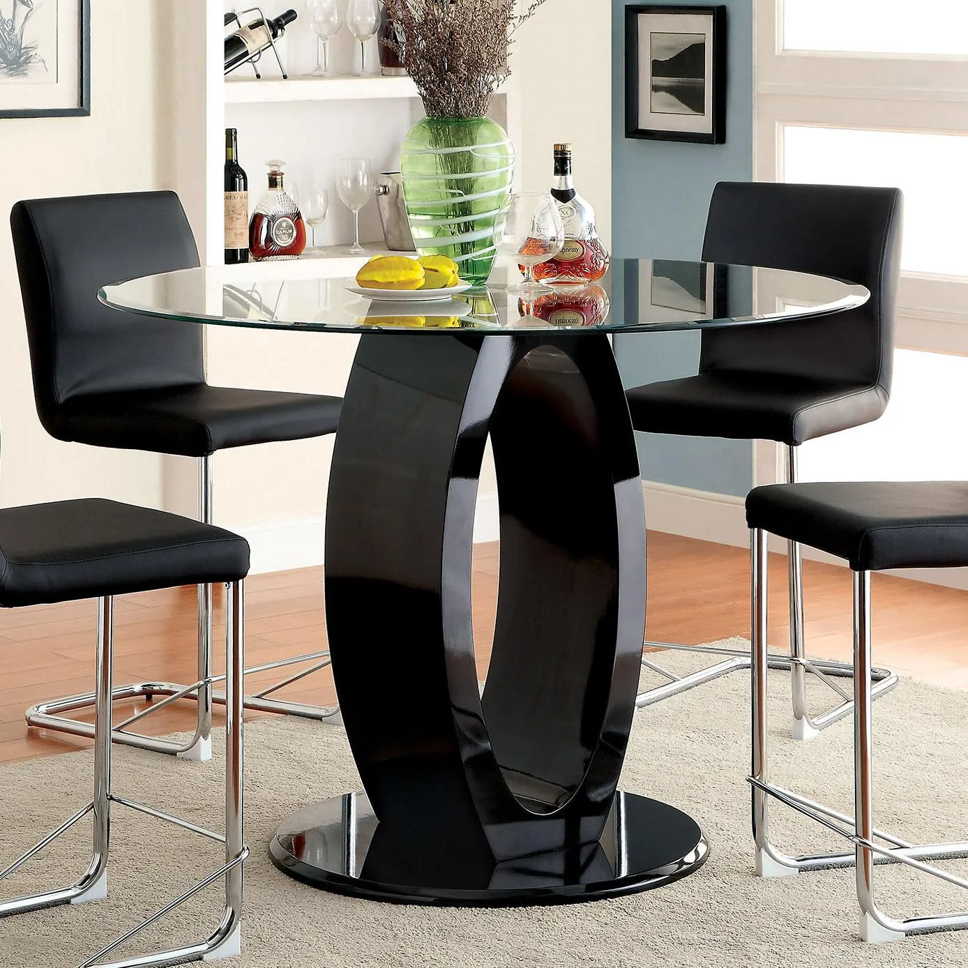 Furniture of America Lodia CM3825BK-RPT Round Counter Height Table