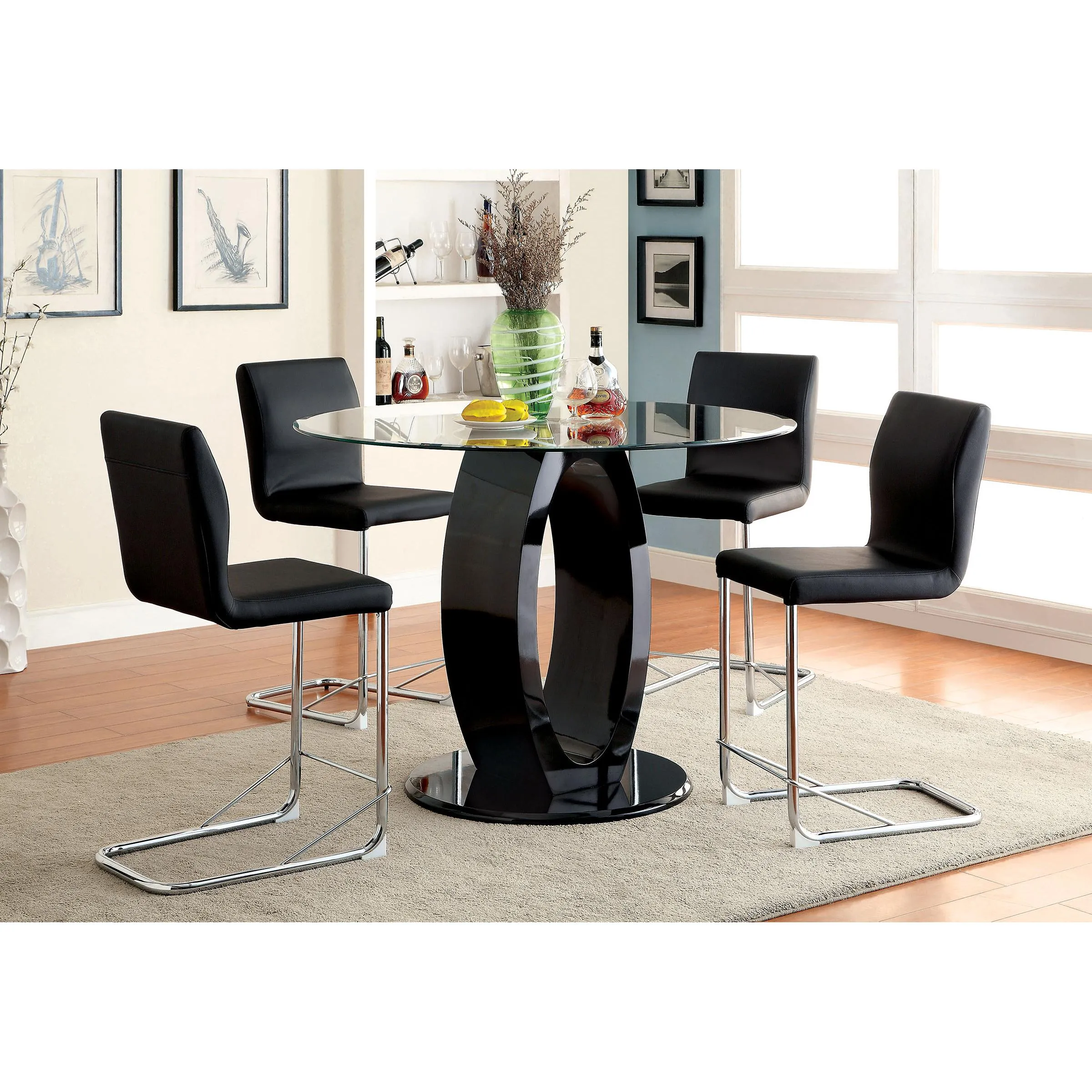 Furniture of America Lodia CM3825BK-RPT Round Counter Height Table