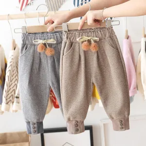 Girls Bottons Lace Tie Feet Pants Wholesale Little Girls Clothes