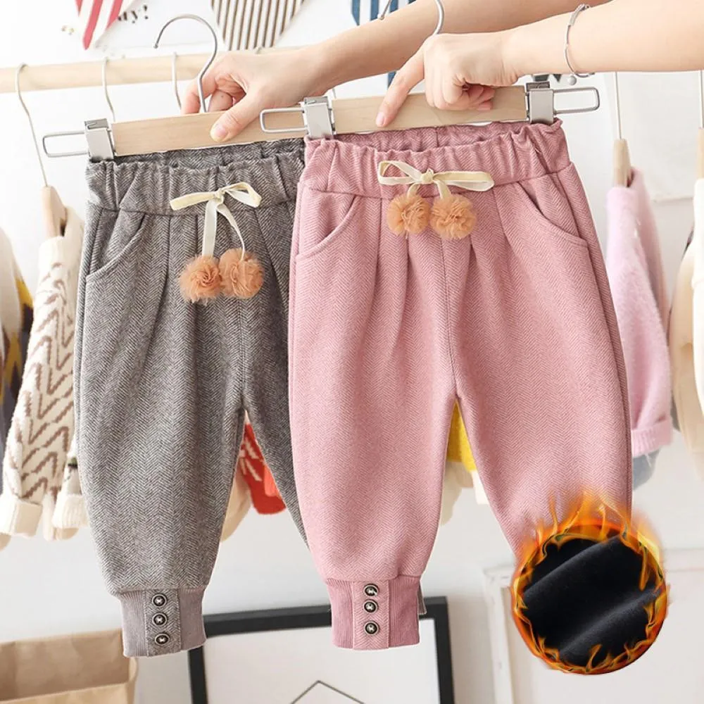 Girls Bottons Lace Tie Feet Pants Wholesale Little Girls Clothes