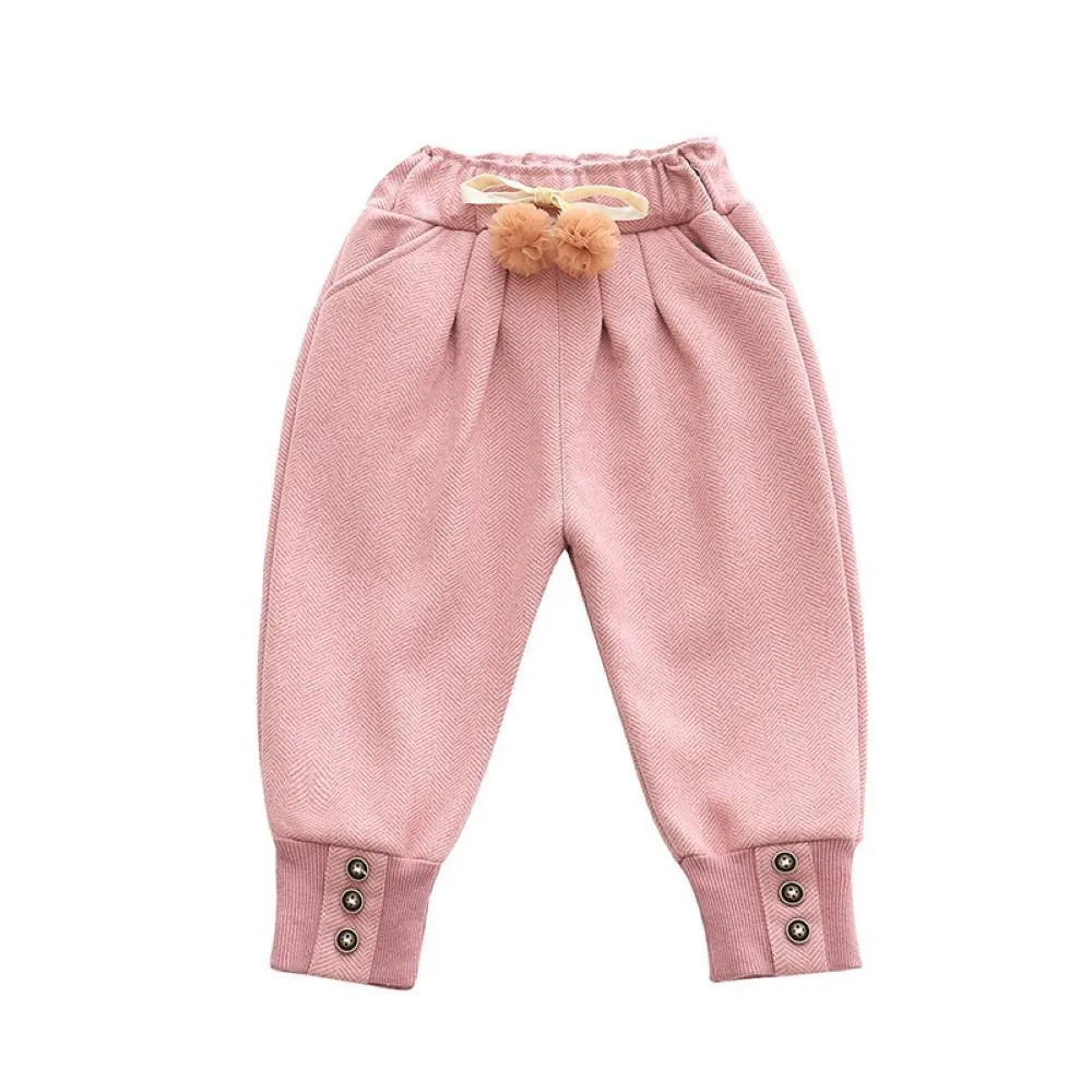 Girls Bottons Lace Tie Feet Pants Wholesale Little Girls Clothes