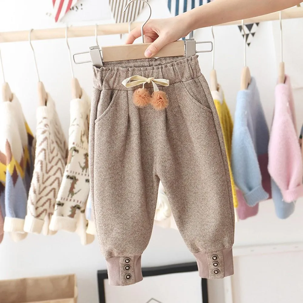 Girls Bottons Lace Tie Feet Pants Wholesale Little Girls Clothes
