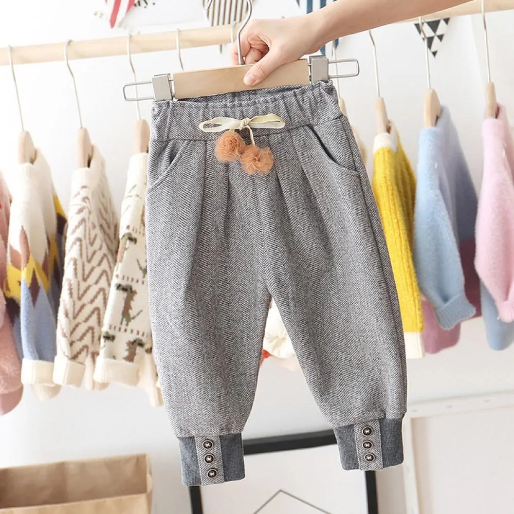 Girls Bottons Lace Tie Feet Pants Wholesale Little Girls Clothes