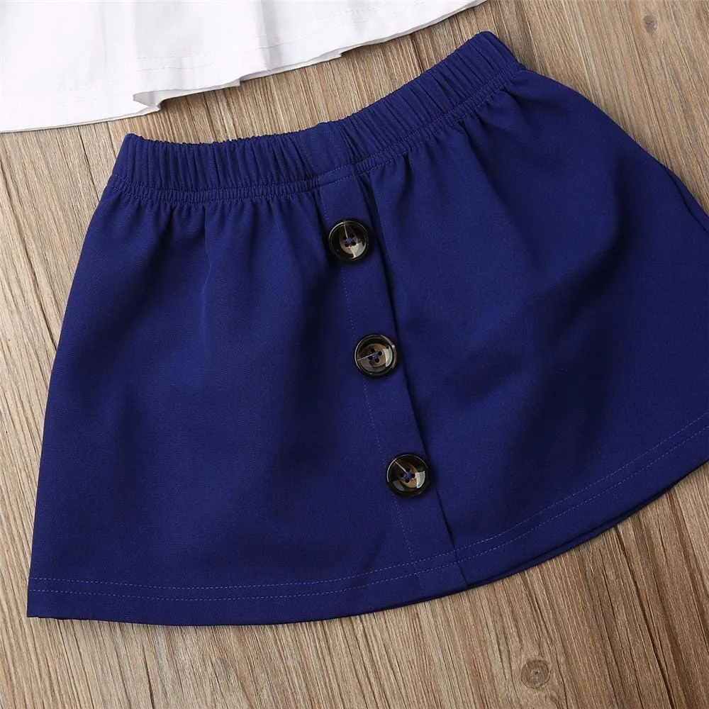 Girls Long Sleeve Tops Shirts&Solid Skirt Little Girl Outfits Little Girl Outfits