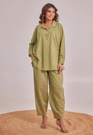 Green Embroidered Co-ord Set