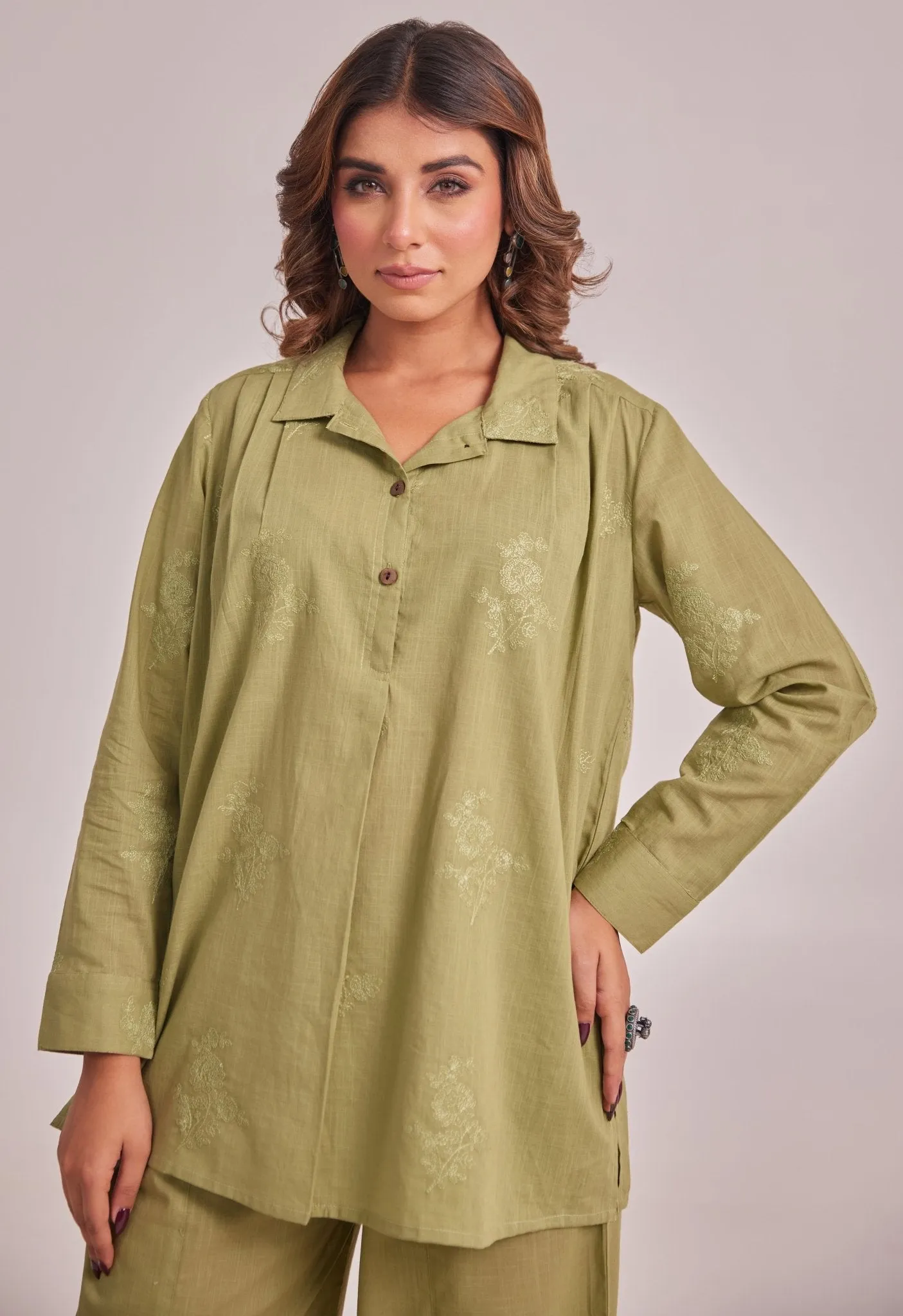 Green Embroidered Co-ord Set