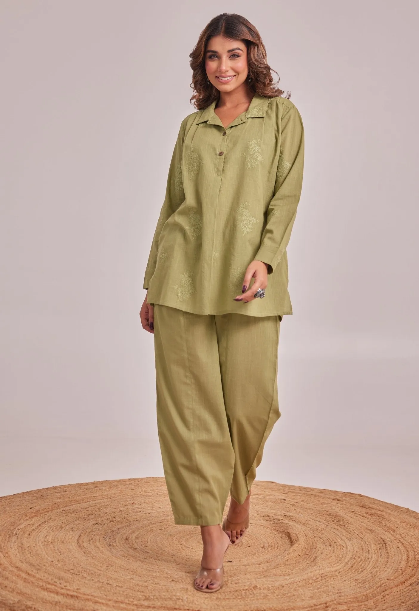 Green Embroidered Co-ord Set