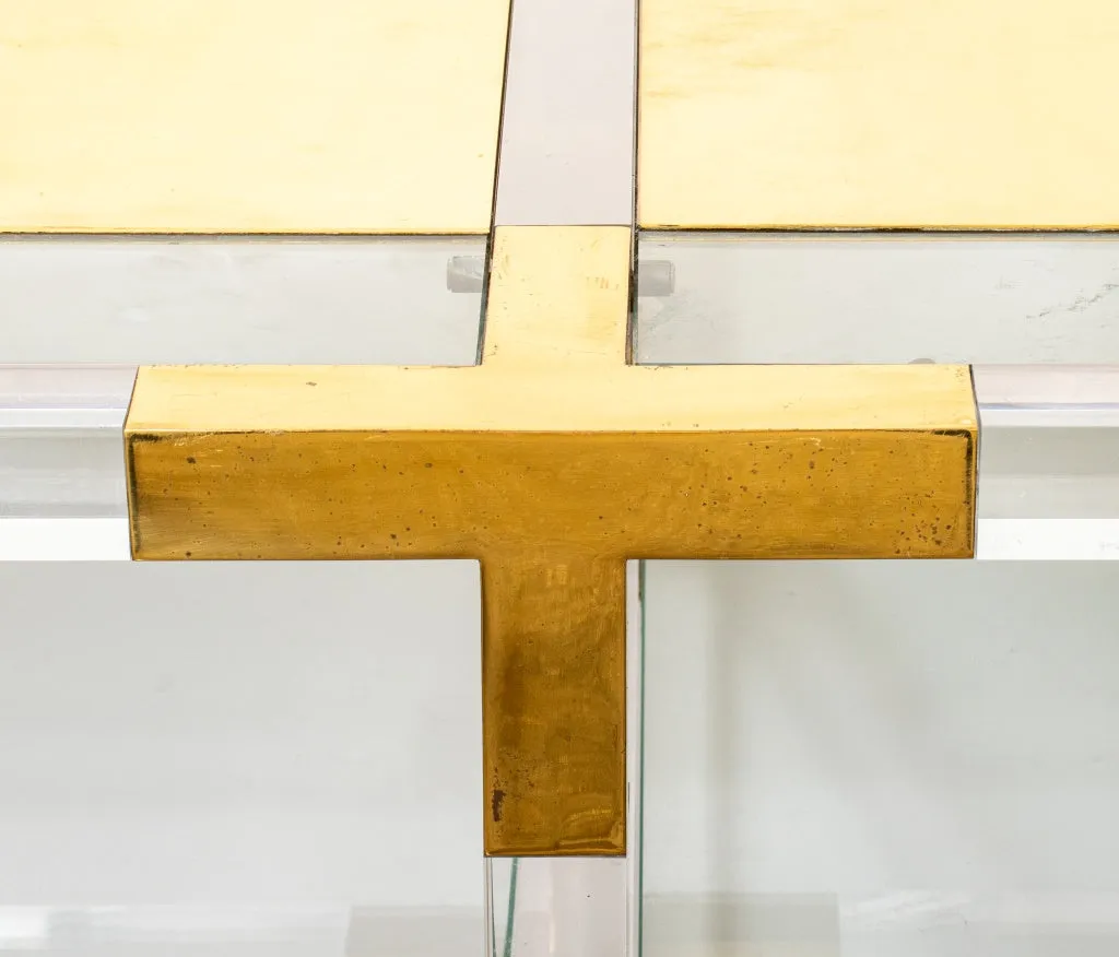 Hollis Jones Style Two-Tier Lucite & Brass Console