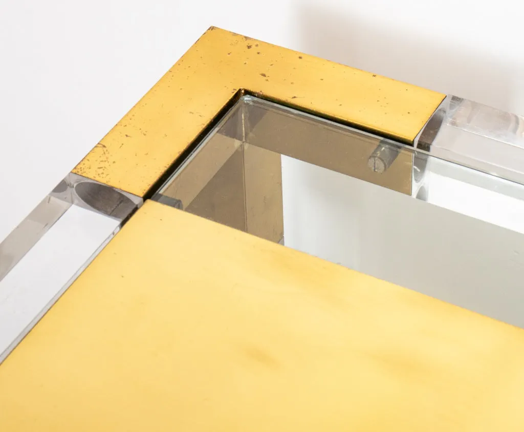 Hollis Jones Style Two-Tier Lucite & Brass Console