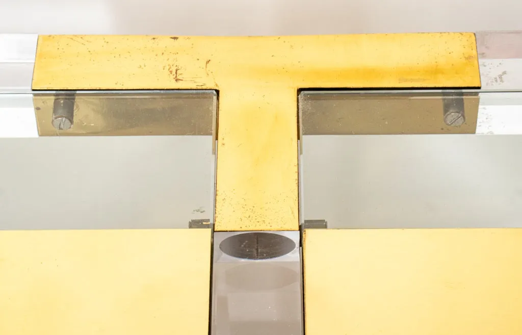 Hollis Jones Style Two-Tier Lucite & Brass Console
