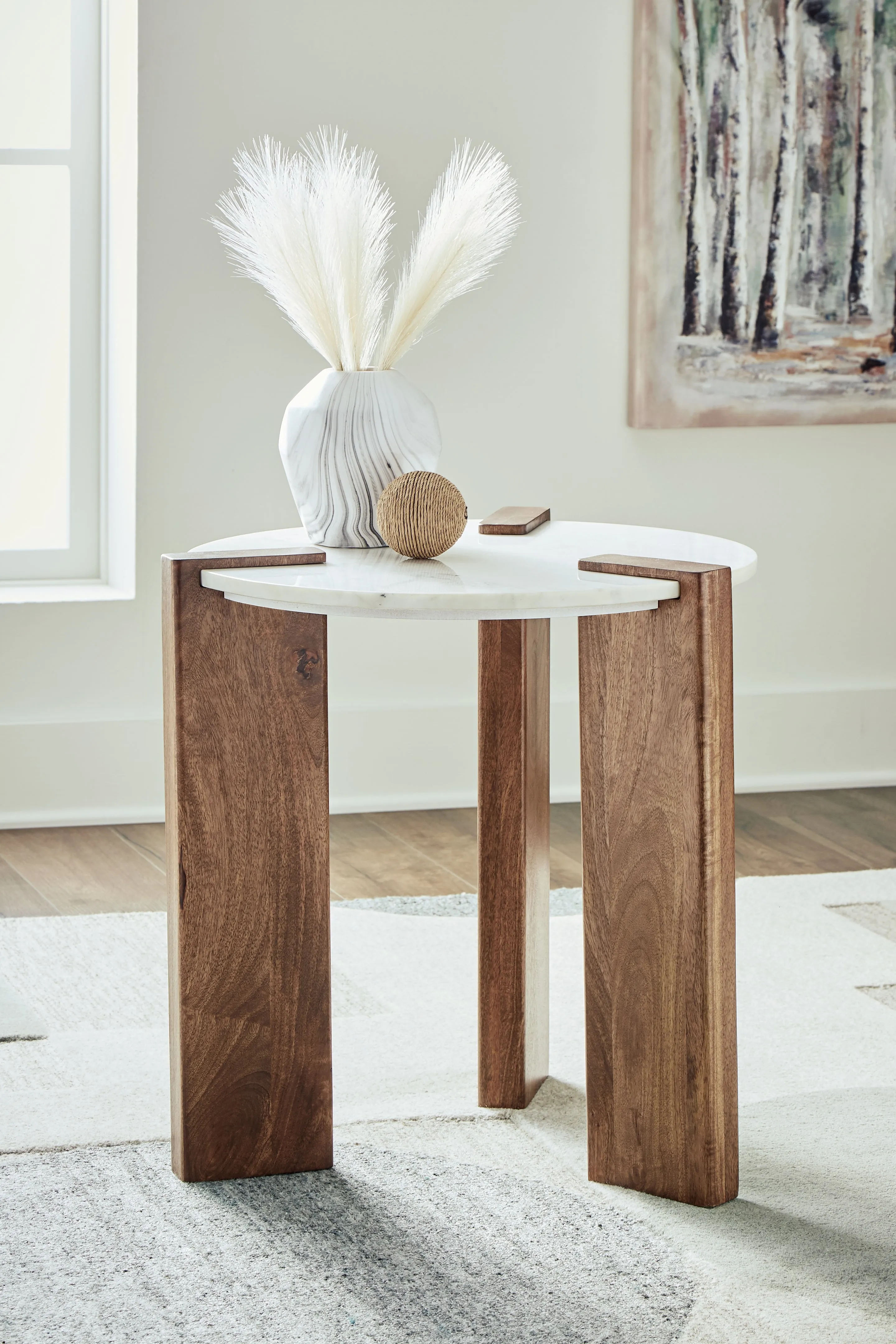 Isanti Coffee Table with 2 End Tables in White/Brown