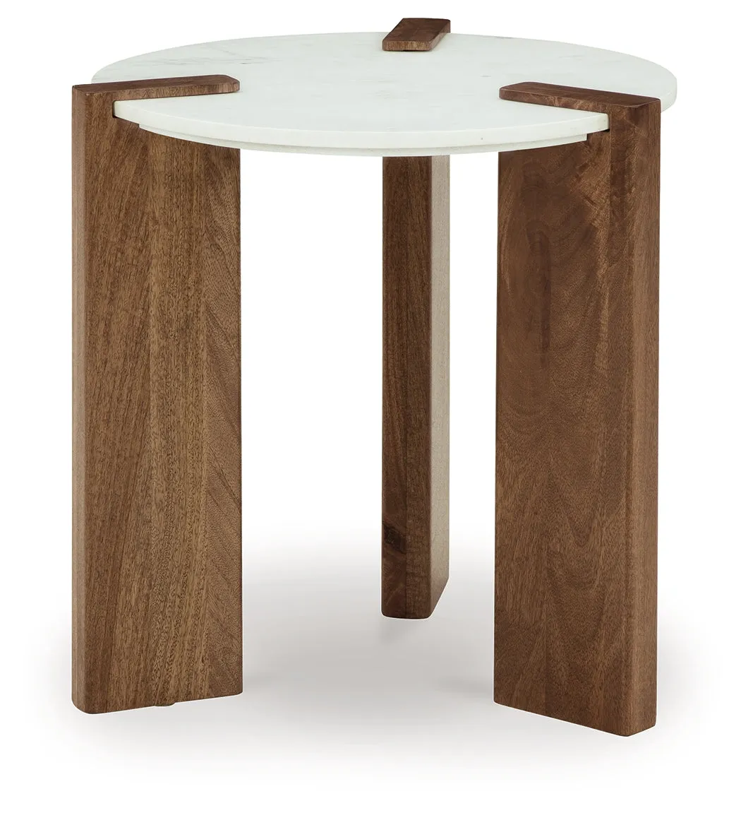 Isanti Coffee Table with 2 End Tables in White/Brown