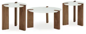 Isanti Coffee Table with 2 End Tables in White/Brown