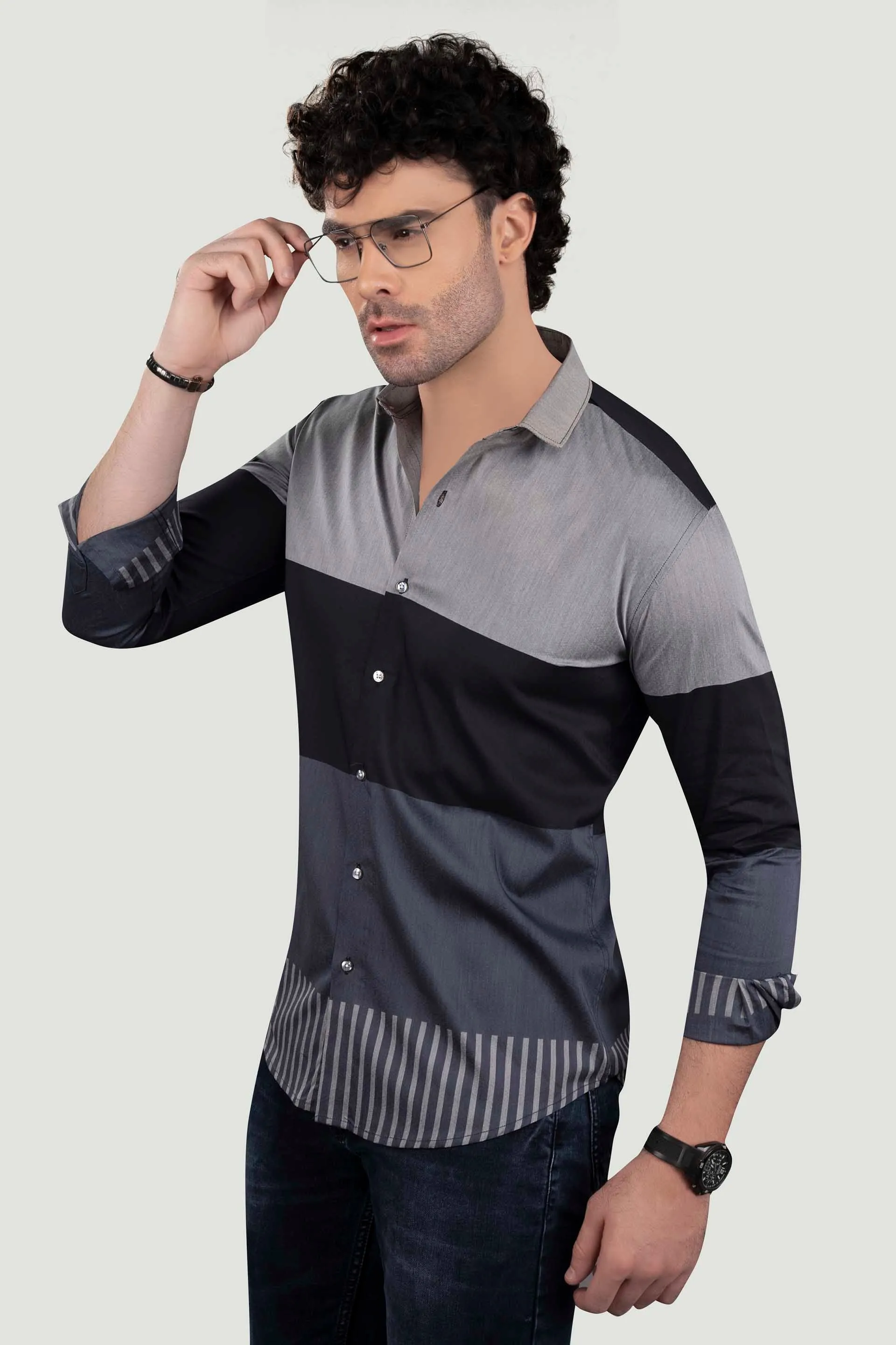 Jacob Black Cotton Printed Shirt
