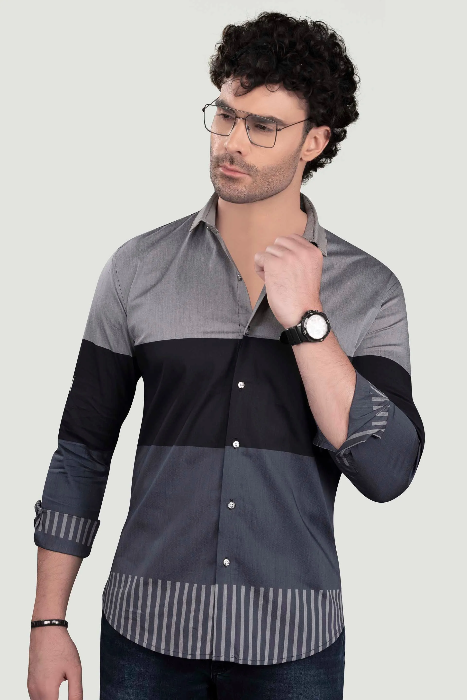 Jacob Black Cotton Printed Shirt