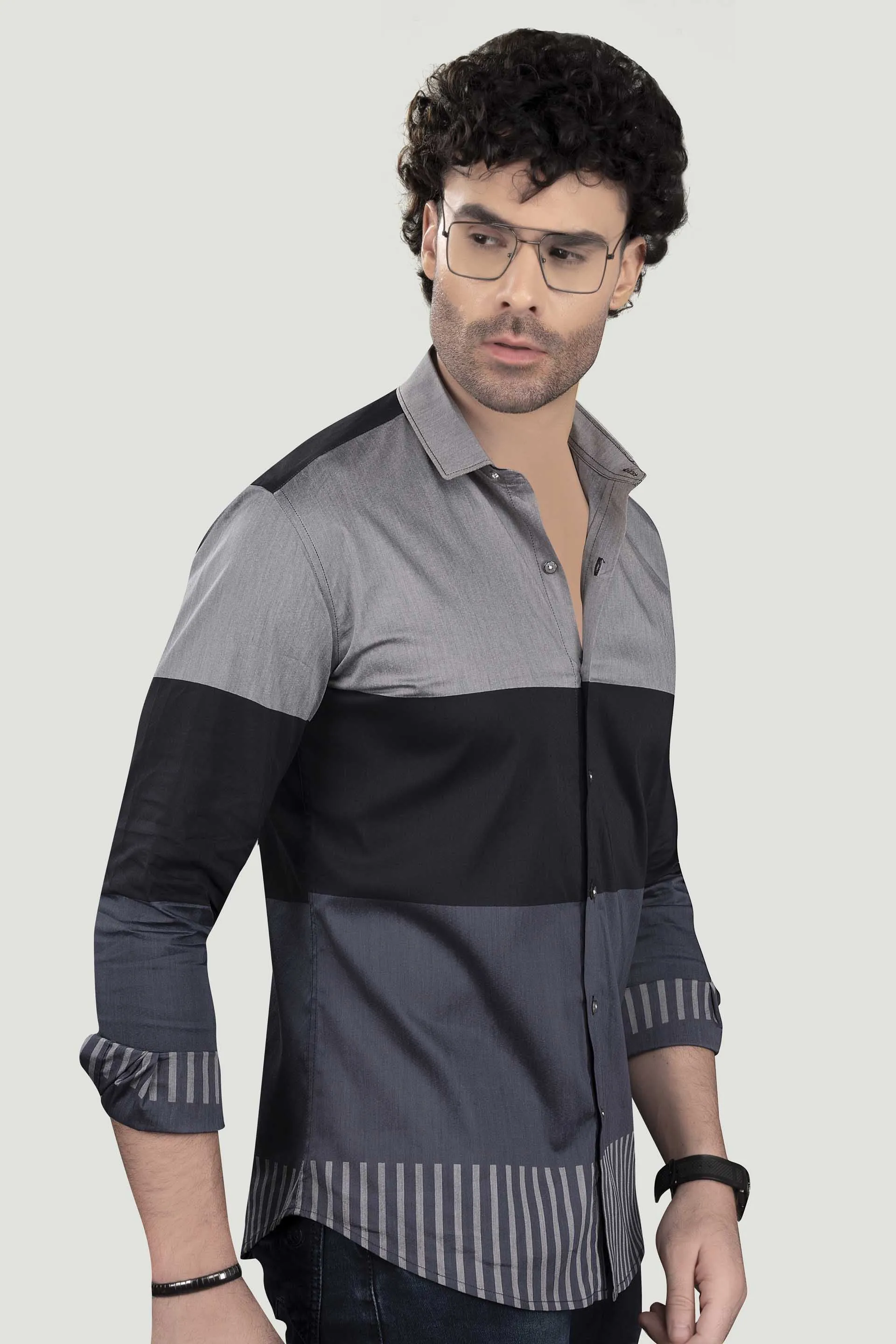 Jacob Black Cotton Printed Shirt