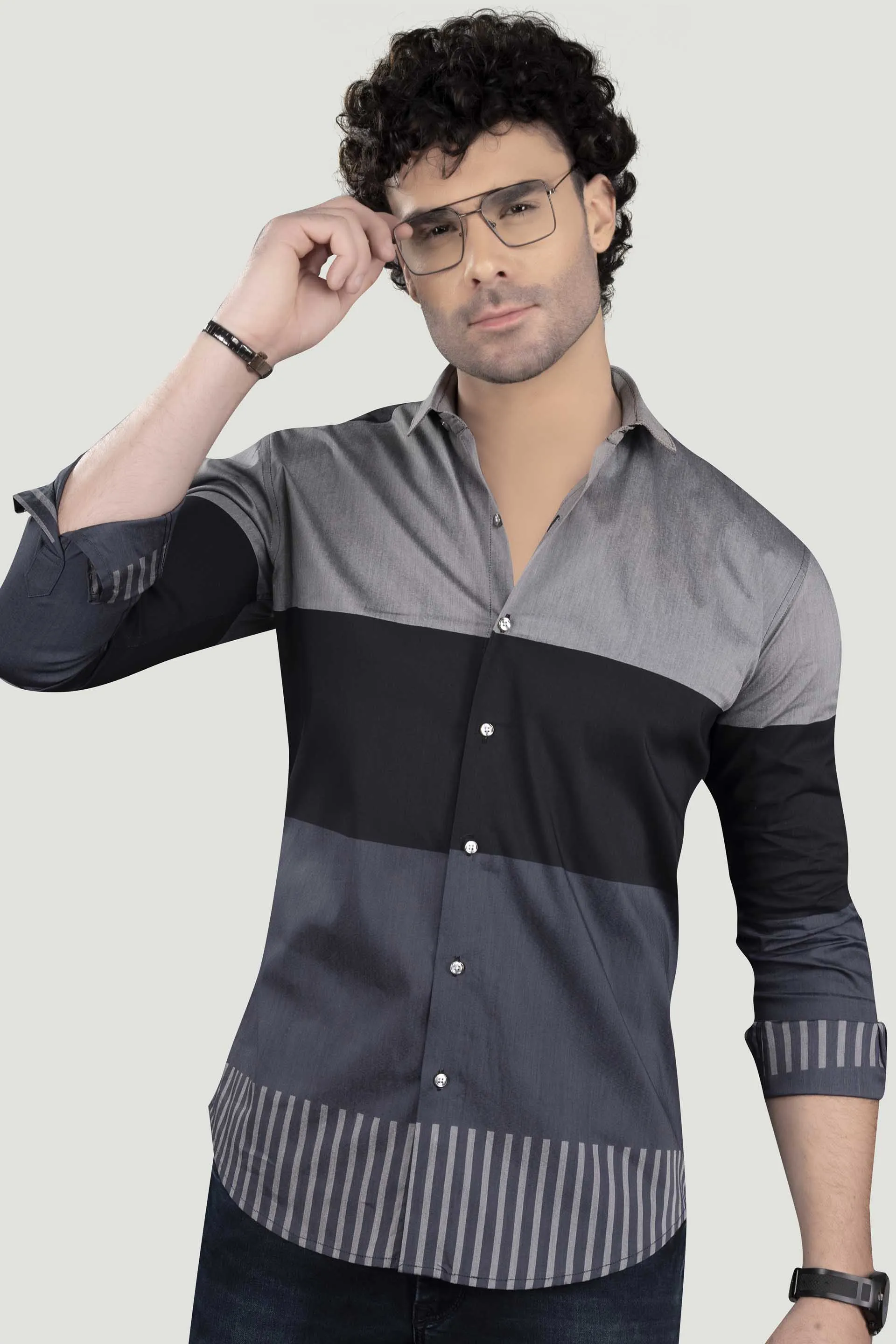 Jacob Black Cotton Printed Shirt