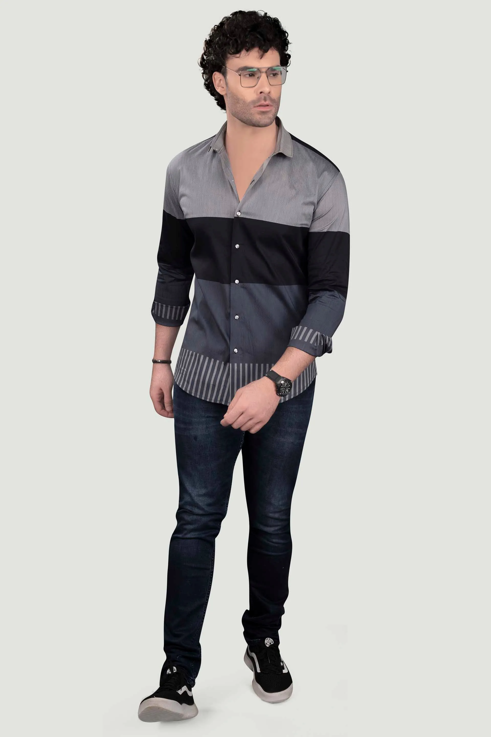 Jacob Black Cotton Printed Shirt