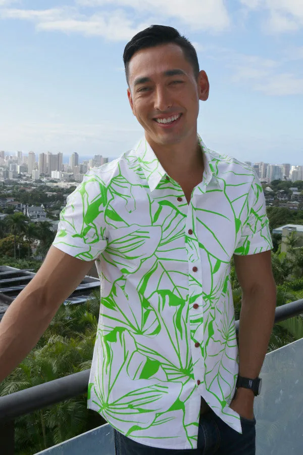 Kalo Kane Aloha Shirt in White (modern fit)