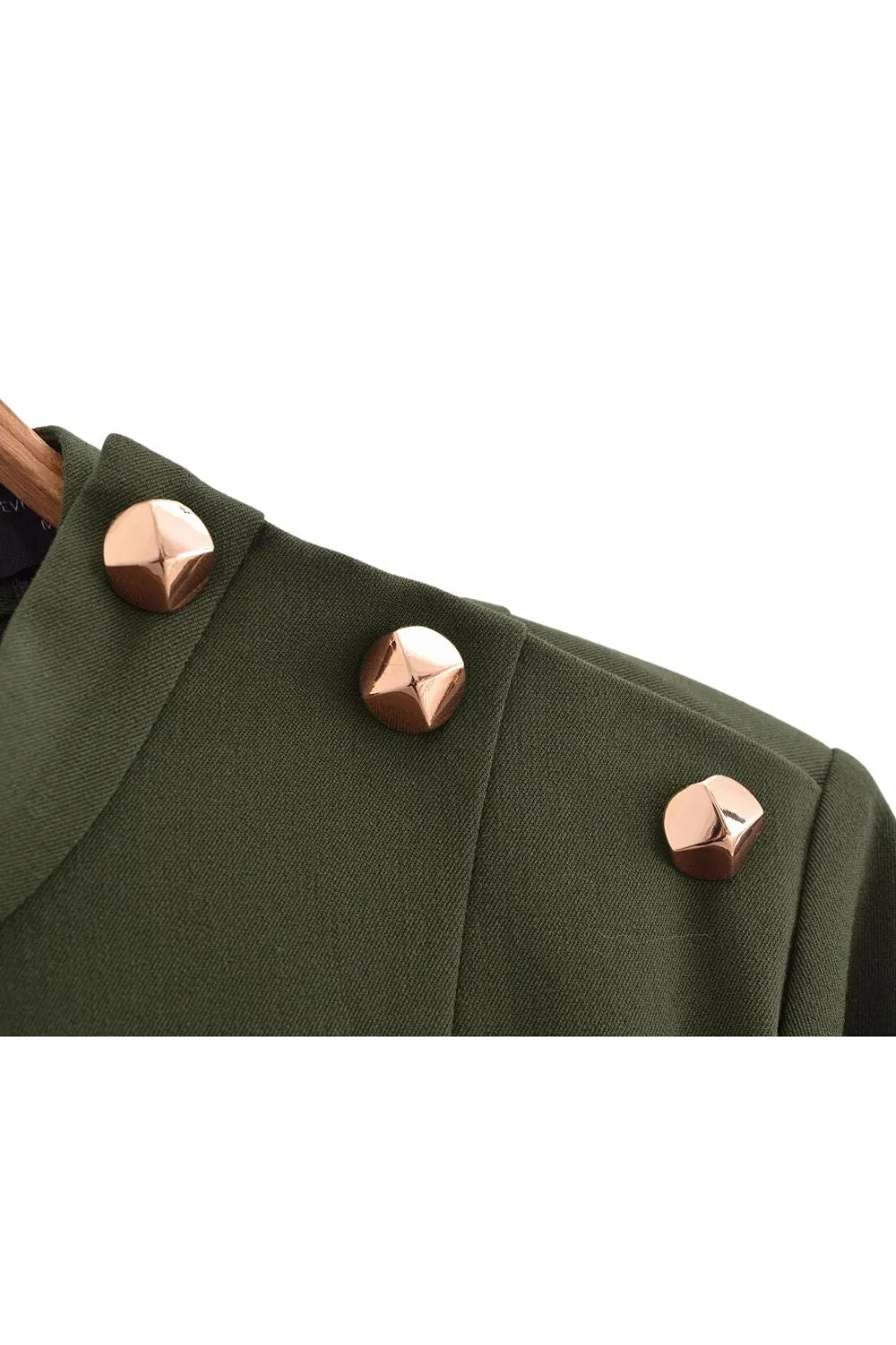 'Kathy' Sleek Gold Button-Accented Short Dress