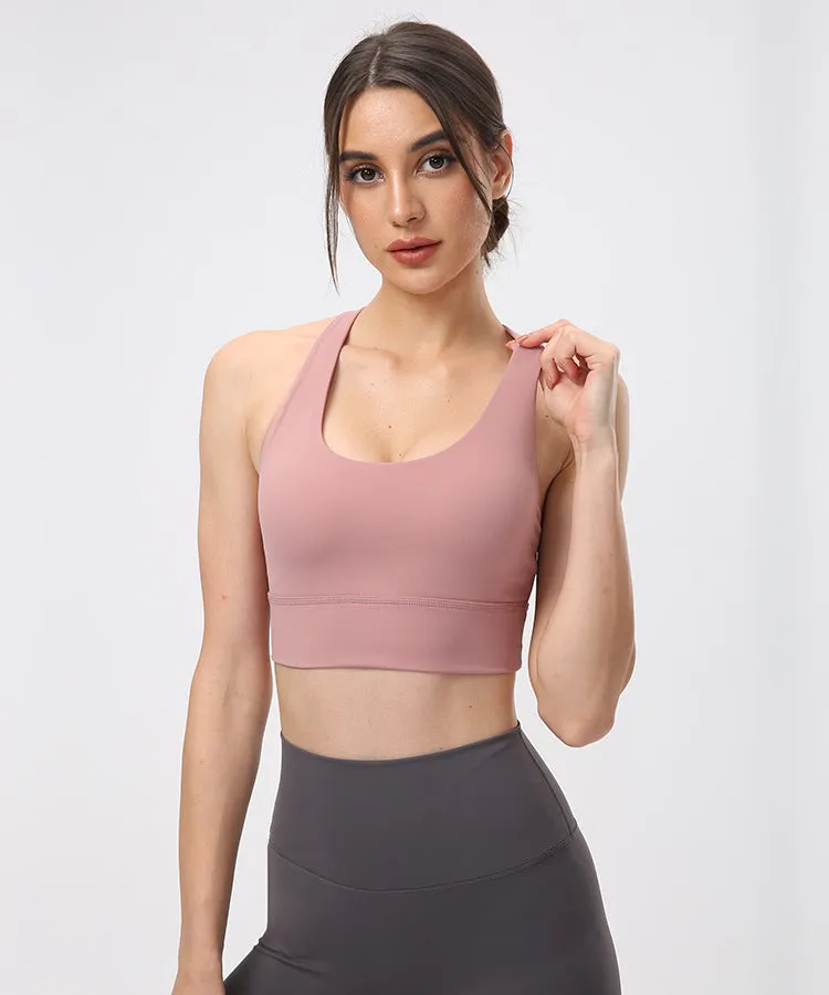 Ladies Trackless Gym Wear Cross Back Yoga Plus Size Top Bra