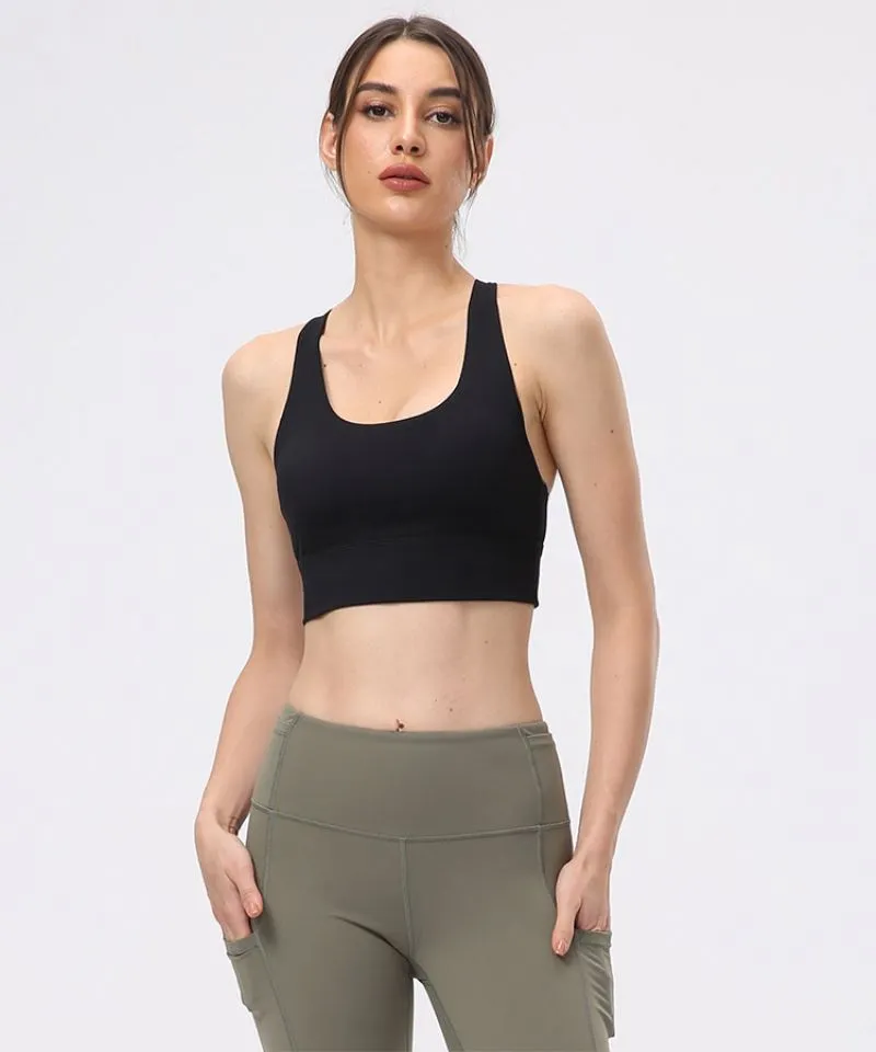 Ladies Trackless Gym Wear Cross Back Yoga Plus Size Top Bra