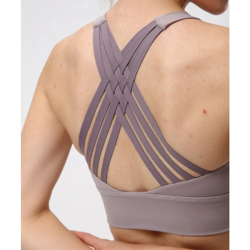 Ladies Trackless Gym Wear Cross Back Yoga Plus Size Top Bra